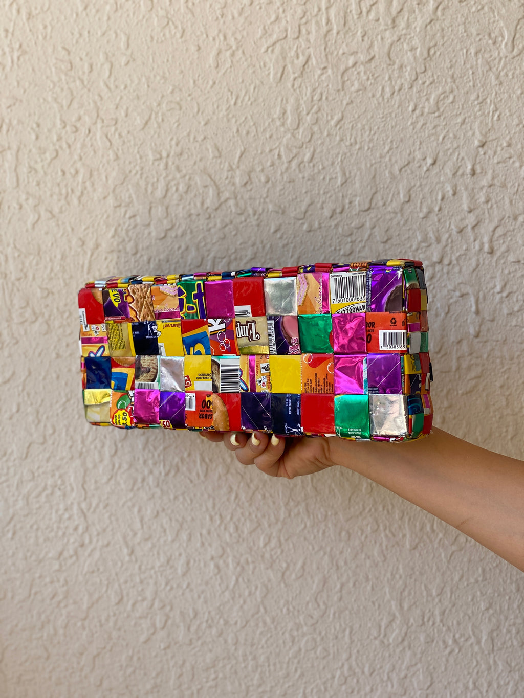 Ecoist Recycled Candy Wrapper Clutch Bag – Handmade Colorful Woven Upcycled Purse