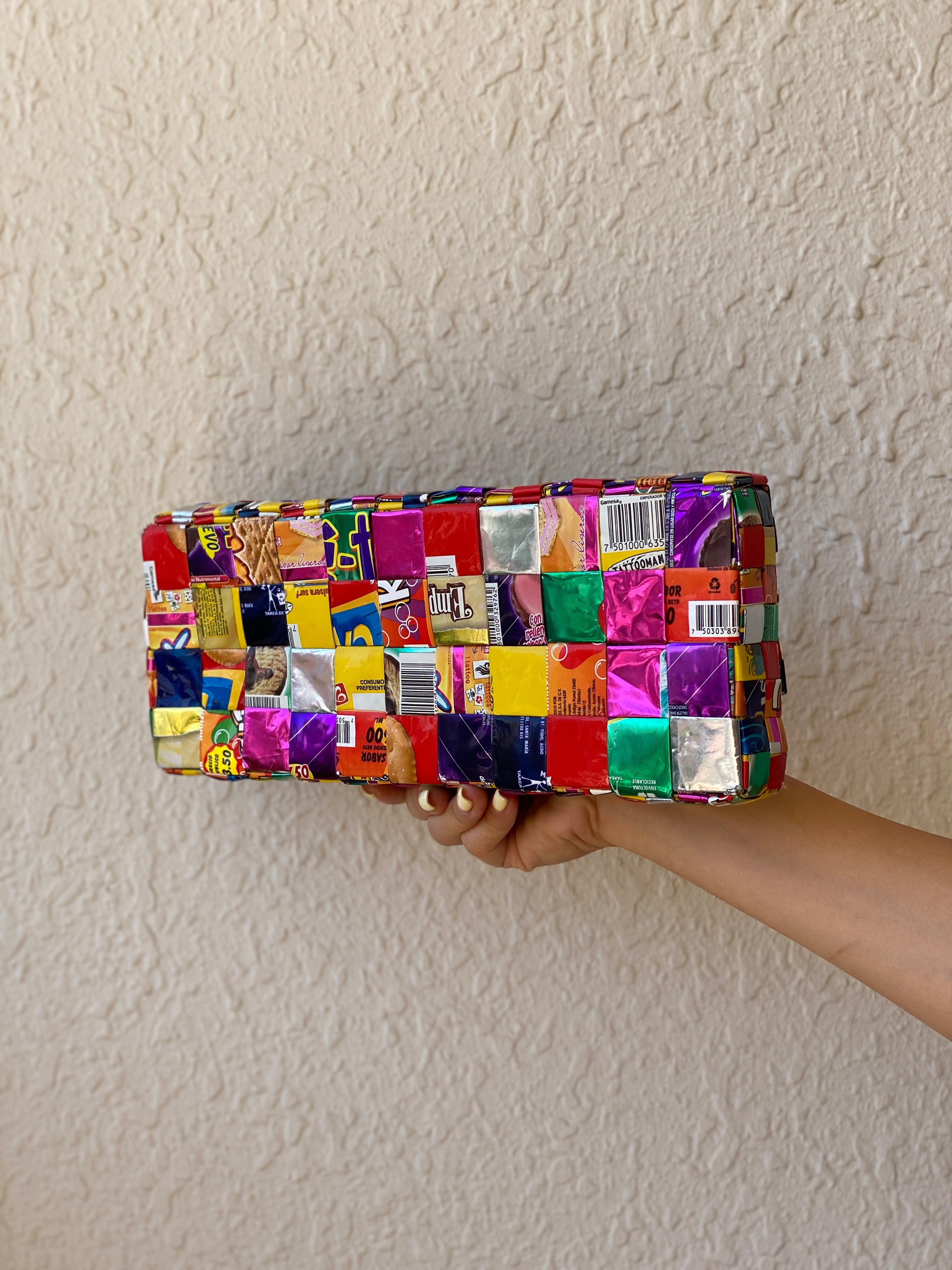 Ecoist Recycled Candy Wrapper Clutch Bag – Handmade Colorful Woven Upcycled Purse