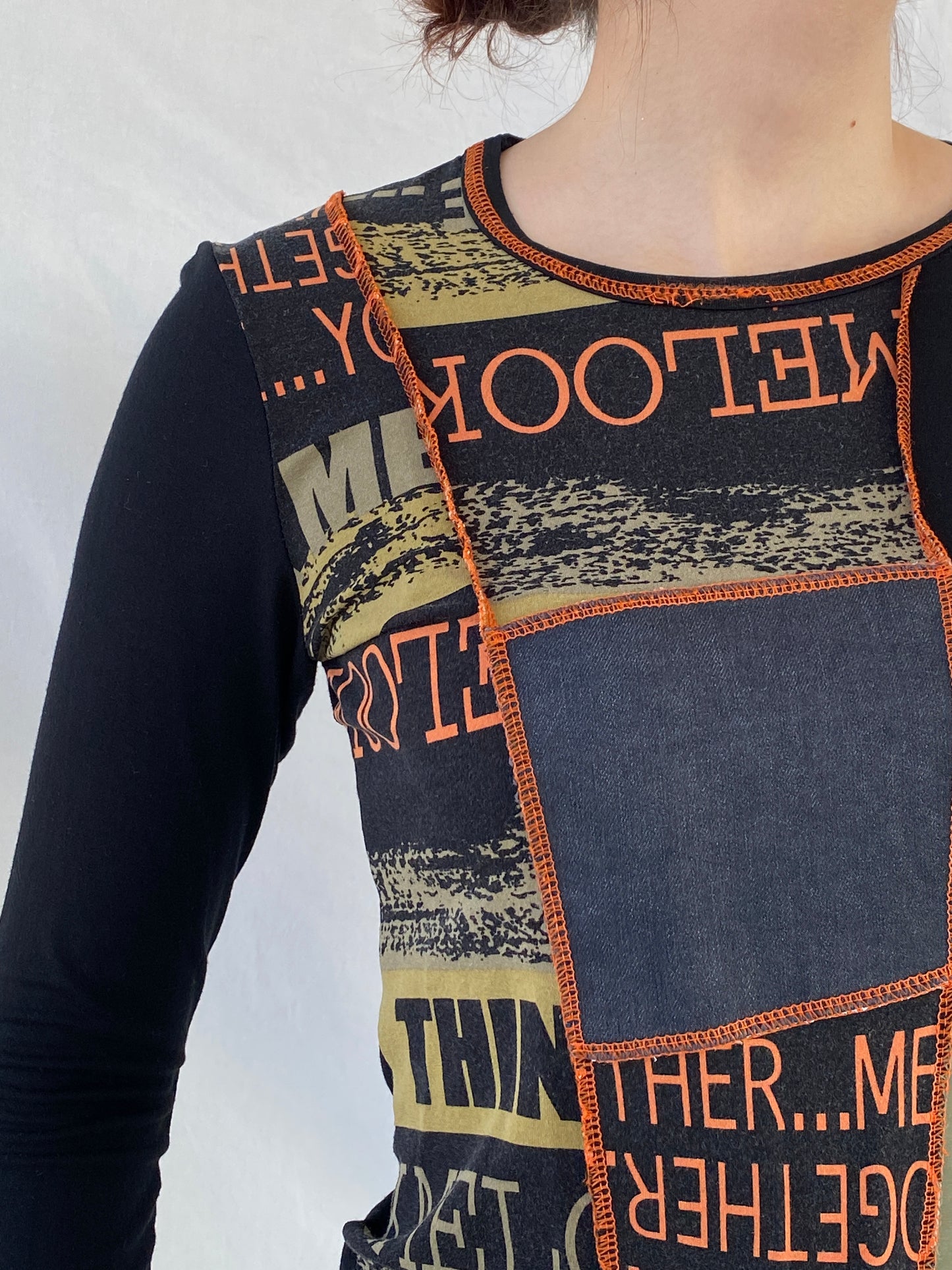 Vintage 90s La Mode Est A Vous Paris Women’s Long Sleeve Graphic Black Top - M