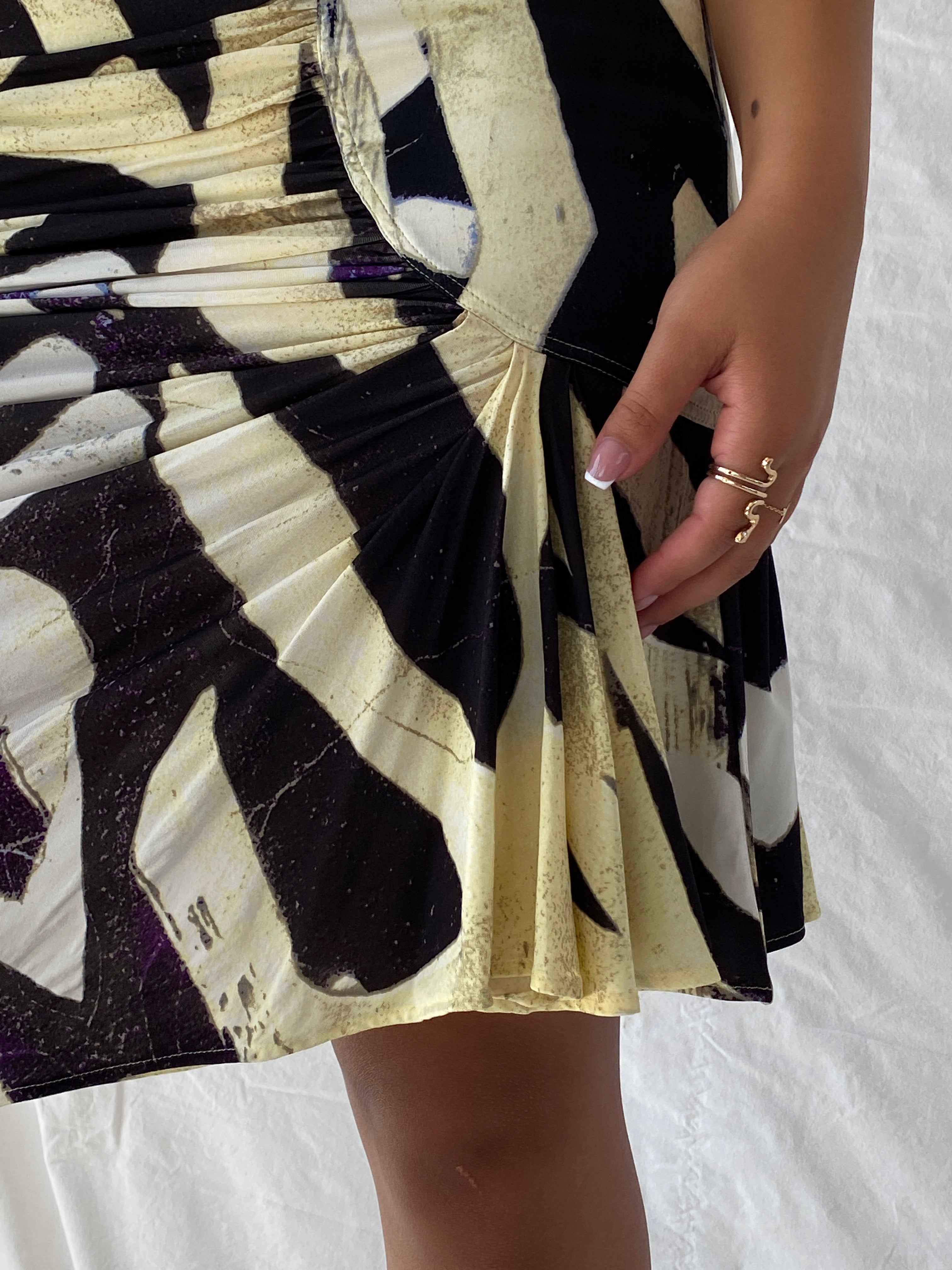 2008 Deadstock Roberto Cavalli Silk Ruched Side Skirt with Tags - M