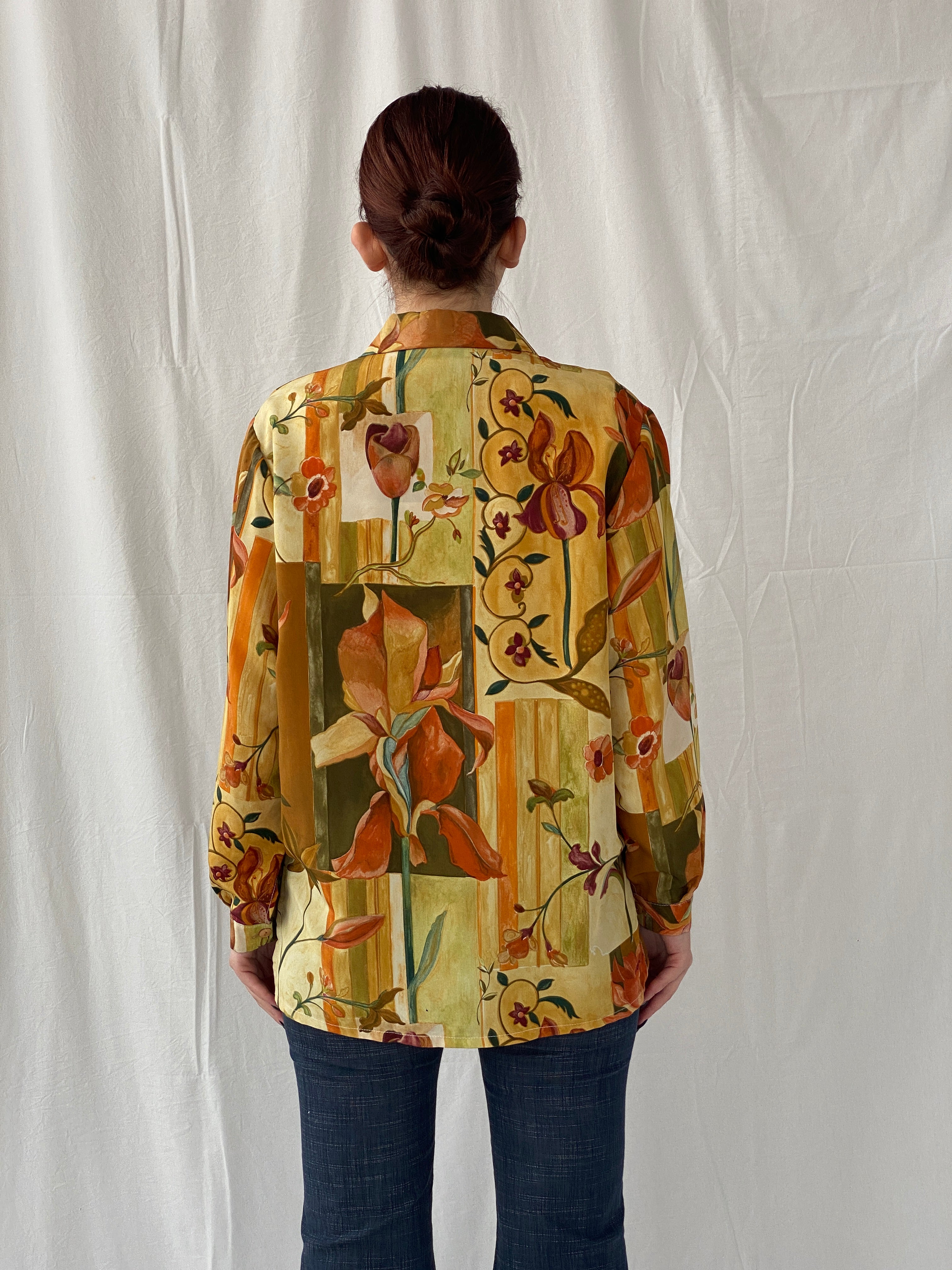 Vintage 90s Froggy Floral Full sleeve Women’s Summer Shirt - L