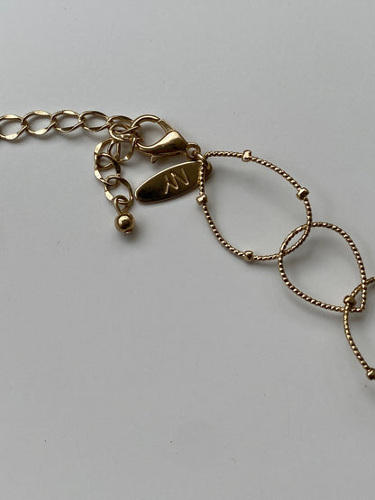 Vintage NY Gold Tone Open Link Chain Necklace with Red Crystal Beads