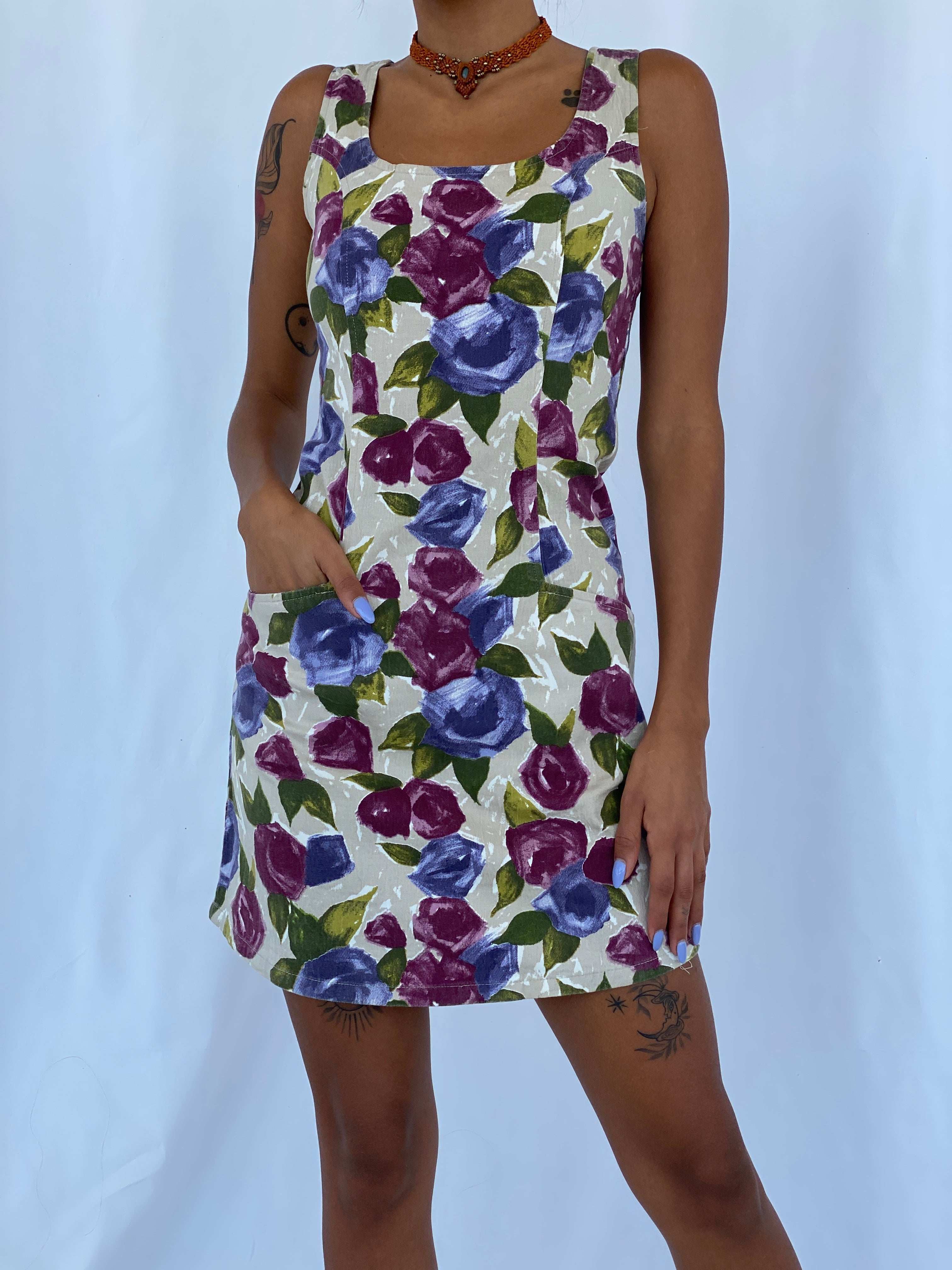 Vintage 90s Hennes Collection Floral Mini Dress - Hennes Collection ...
