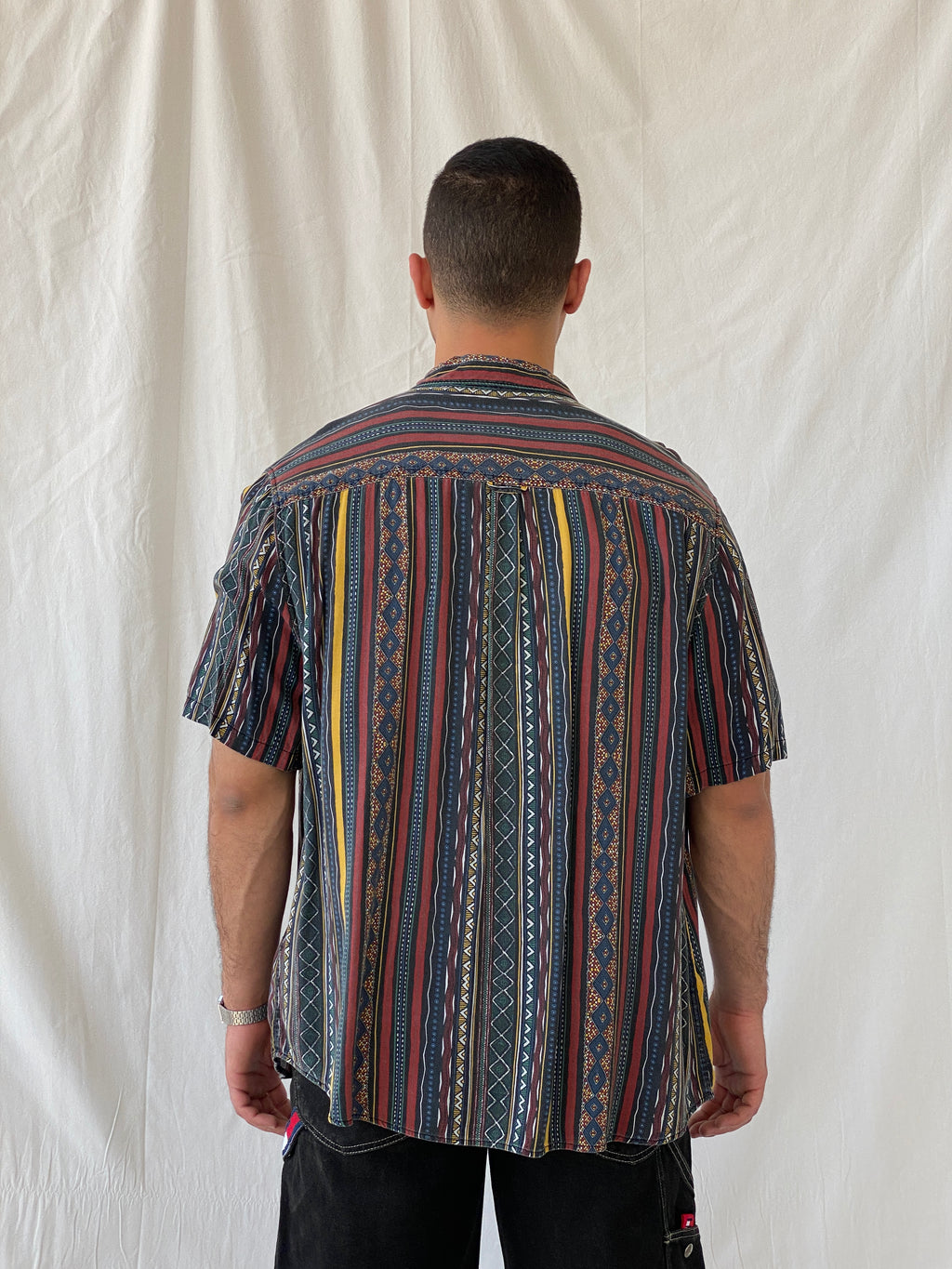 Vintage Remastered by Cotton On Men’s Striped Tribal Print Shirt - 2XL