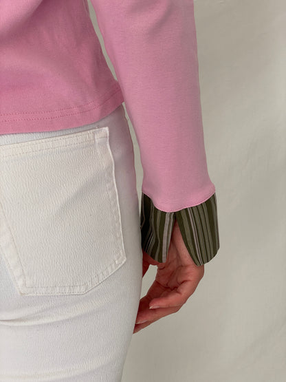 Vintage Y2K Kiabi Woman Baby Pink Cotton Wrap Style School Girl Top - L