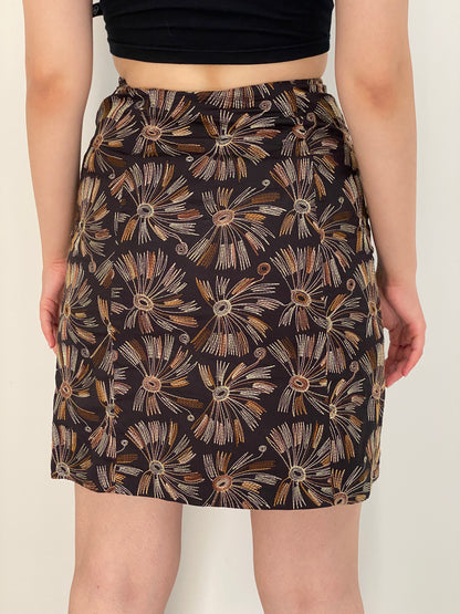 Vintage 90s Talbots Petites Black & Gold Embroidered Cotton Mini Skirt – M