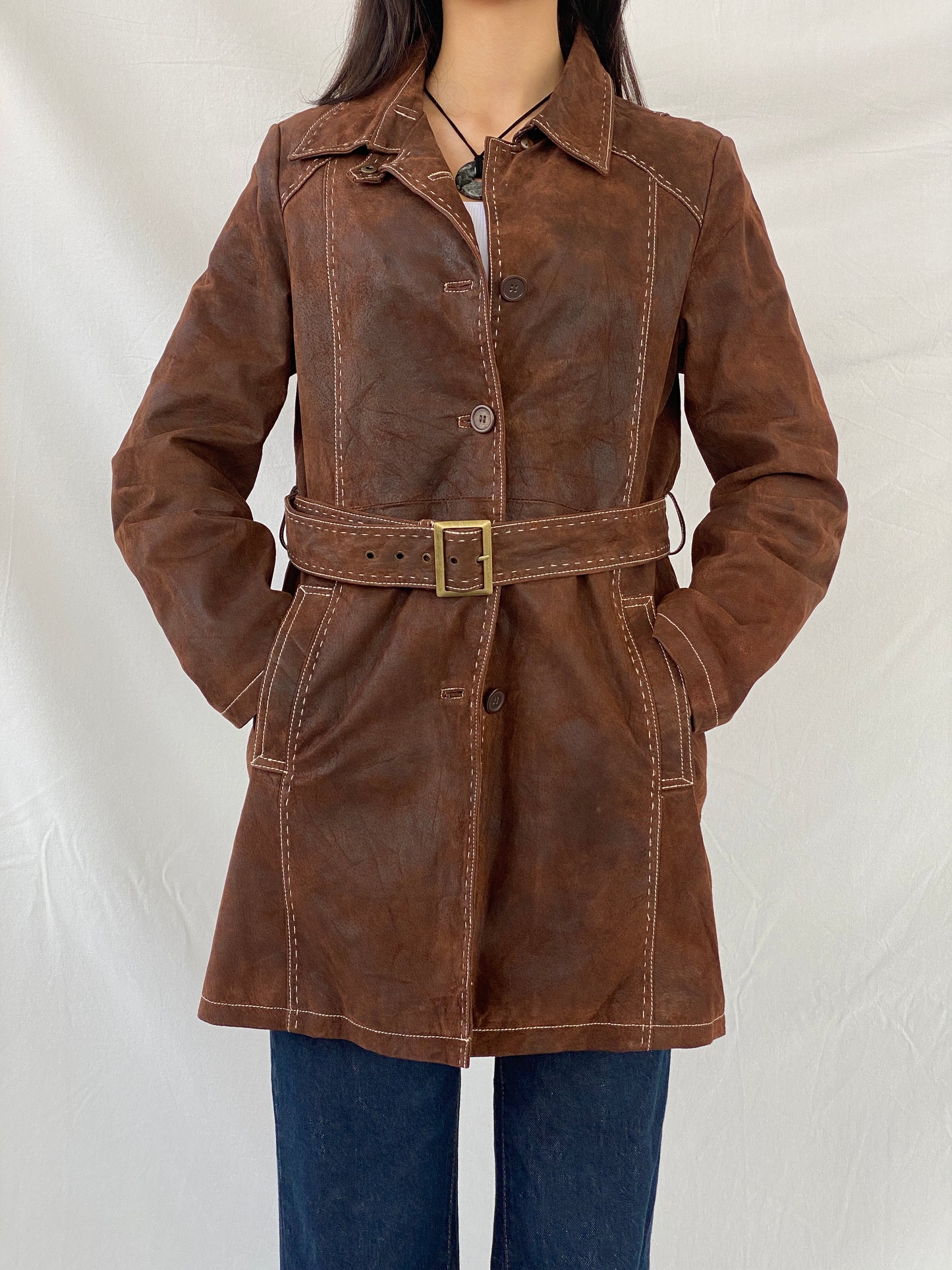 Vintage Soho New York Brown Genuine Suede Women’s Coat - L