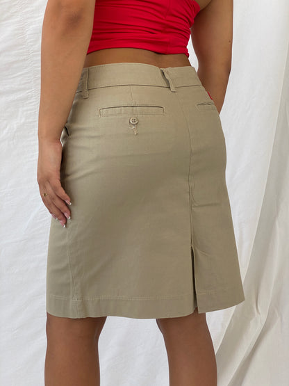 Dickies Khaki Straight Pencil Twill Skirt