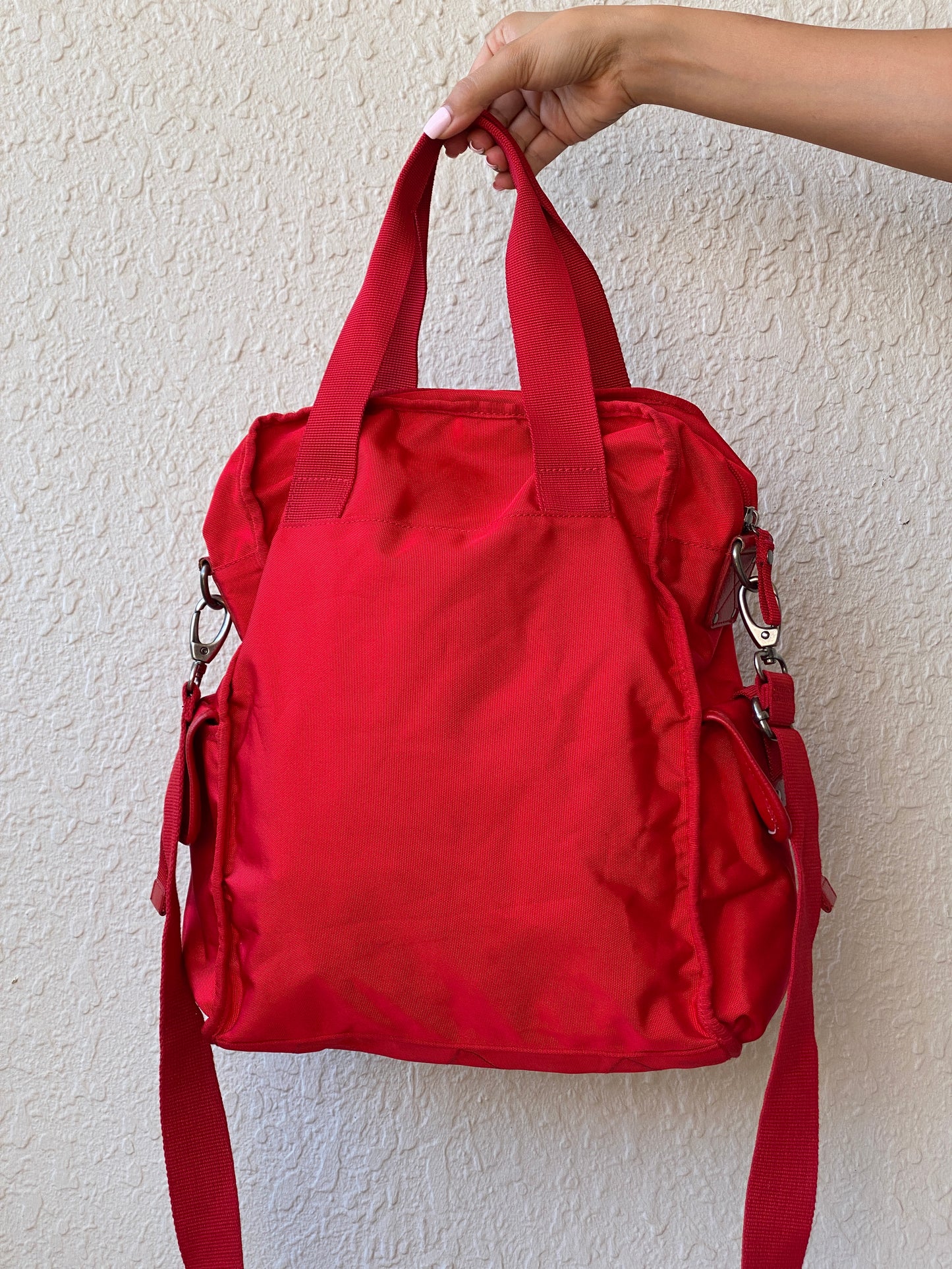 Fossil Red Heavy-Duty Nylon Laptop Messenger Hand-Crafted Work Bag