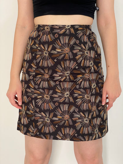 Vintage 90s Talbots Petites Black & Gold Embroidered Cotton Mini Skirt – M