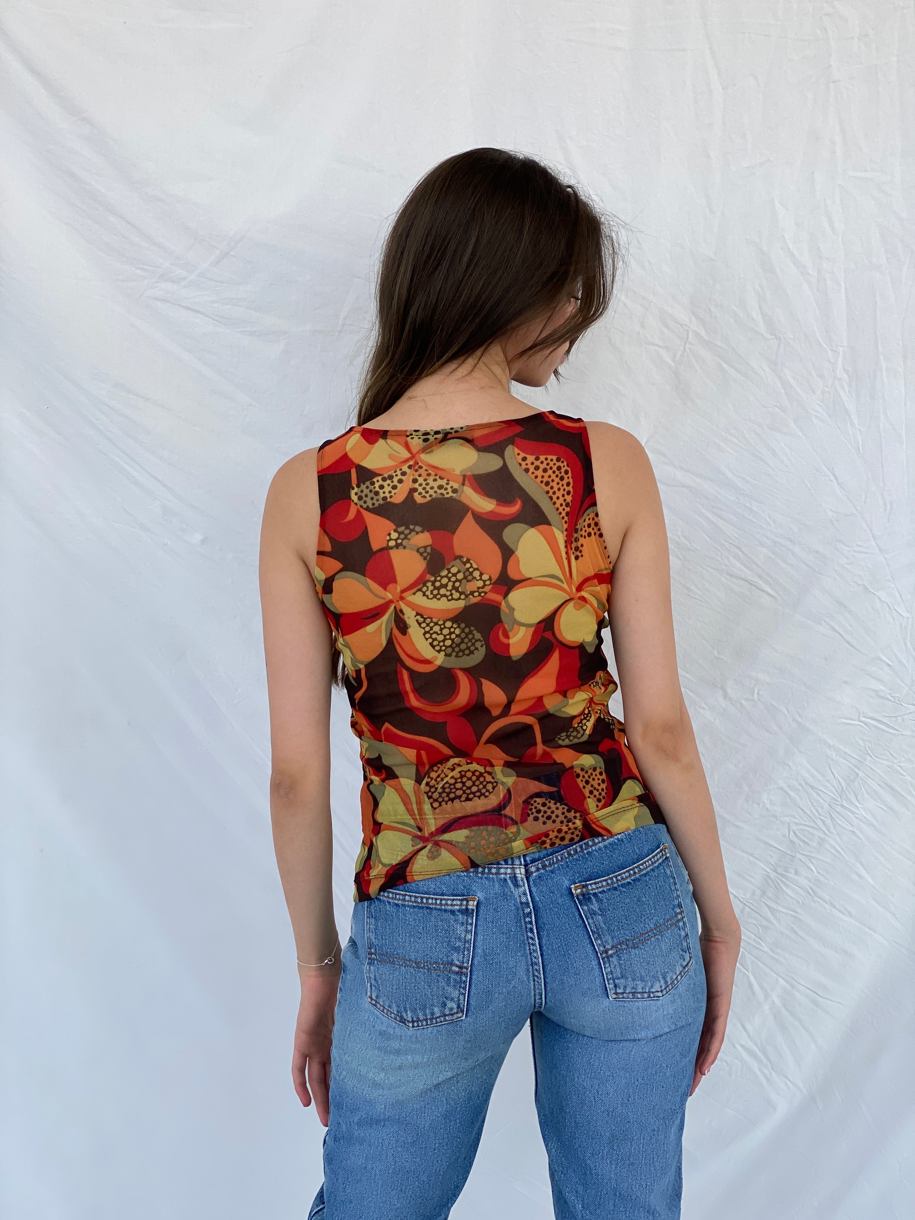 Vintage Y2K Mexx Floral Mesh Top - S