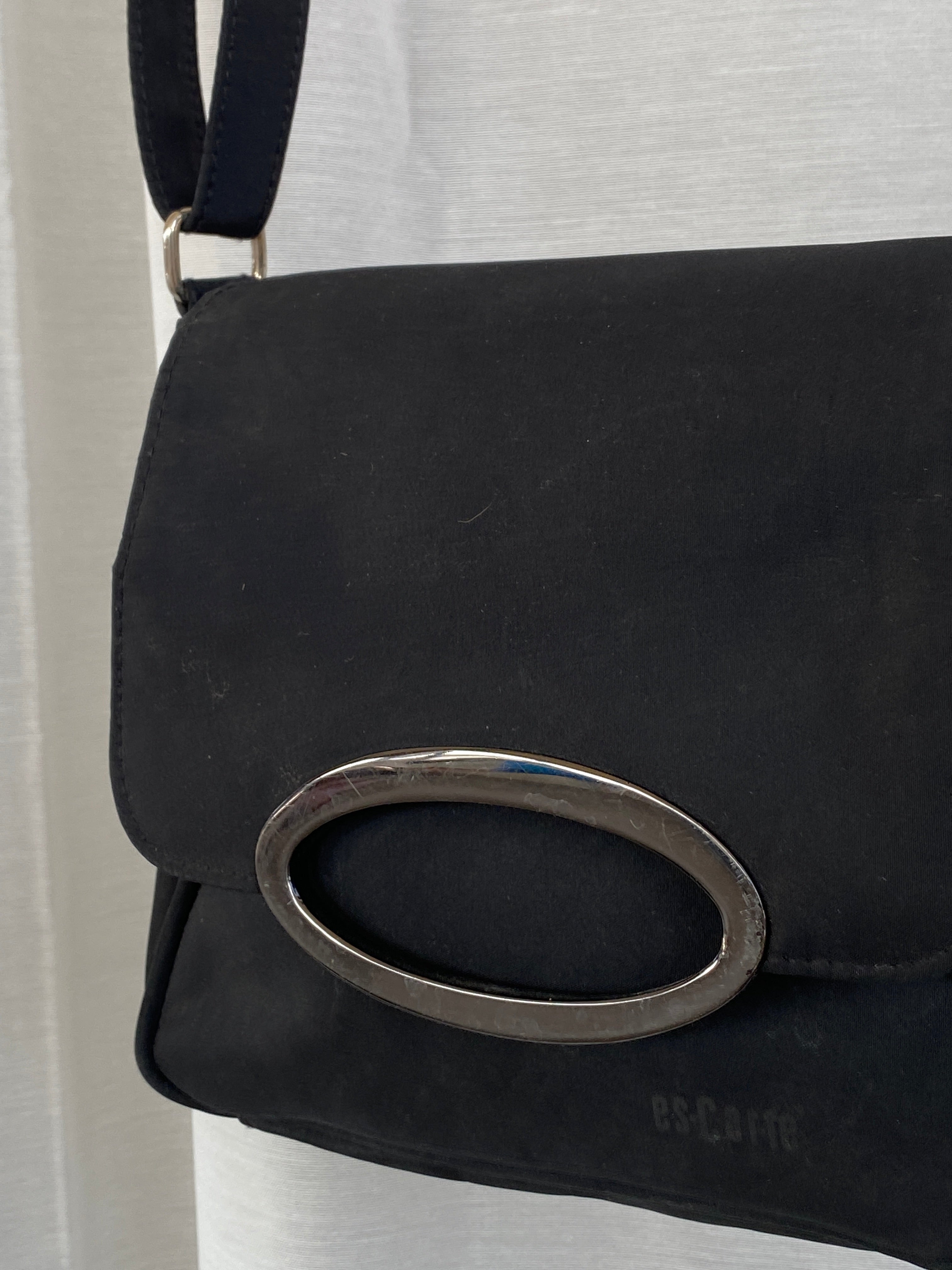 Vintage Es-Carte Black Canvas Mini Crossbody Bag