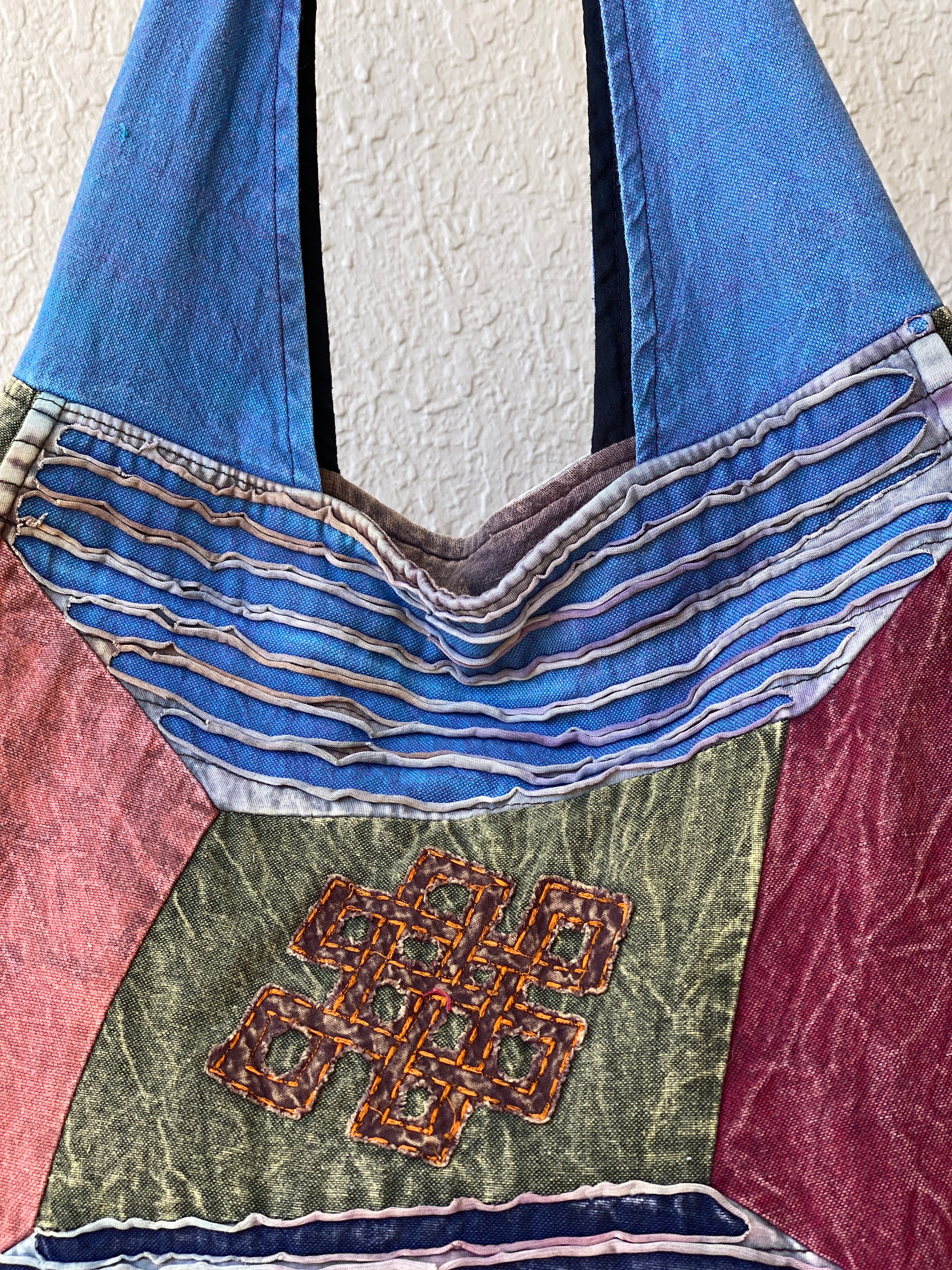 Hippie Hobo Bohemian Multi-colored Patchwork Cotton Shoulder Bag