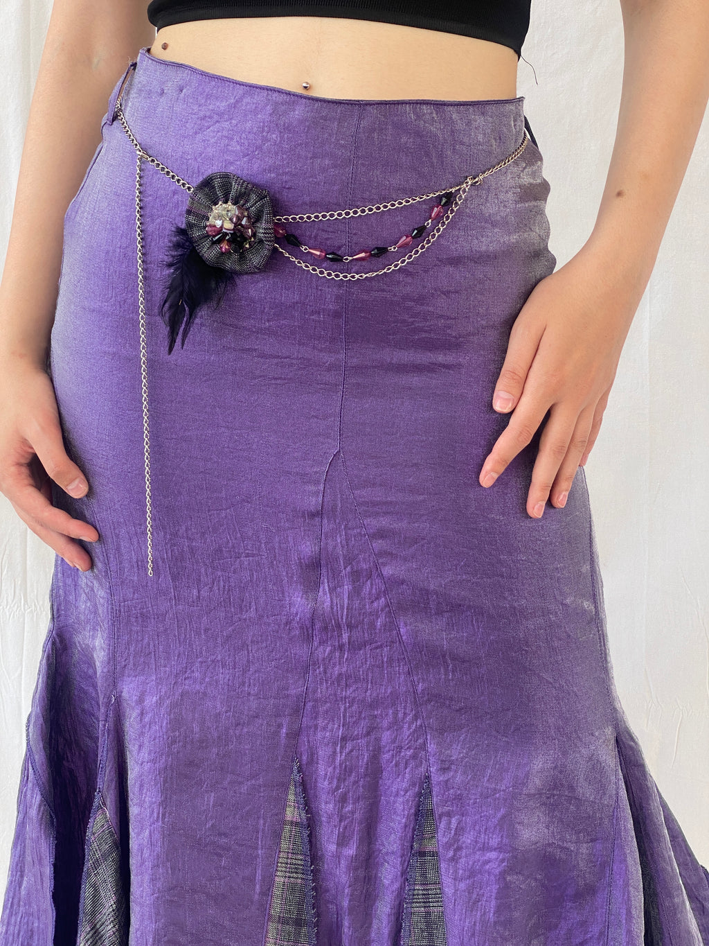 Vintage Y2K Alvina Whimsy Goth Metallic Purple Midaxi Women’s Skirt - M