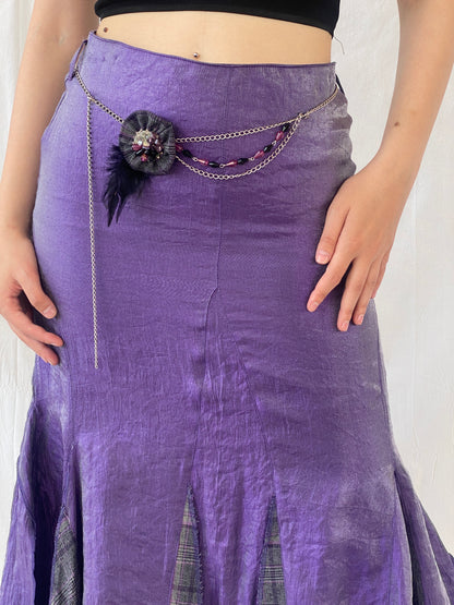 Vintage Y2K Alvina Whimsy Goth Metallic Purple Midaxi Women’s Skirt - M
