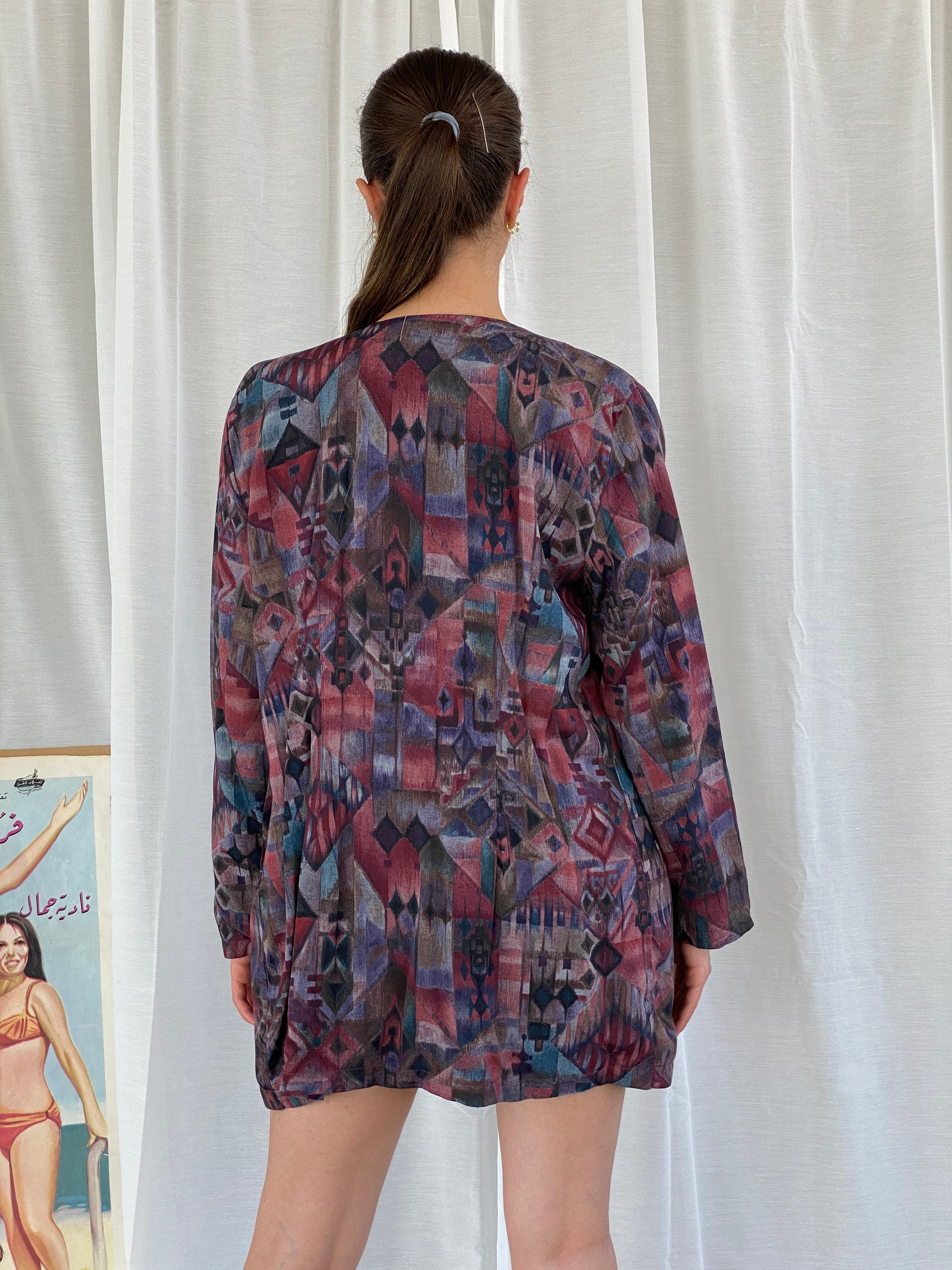 Statement Vintage 80s Abstract Multicolor Blazer - S