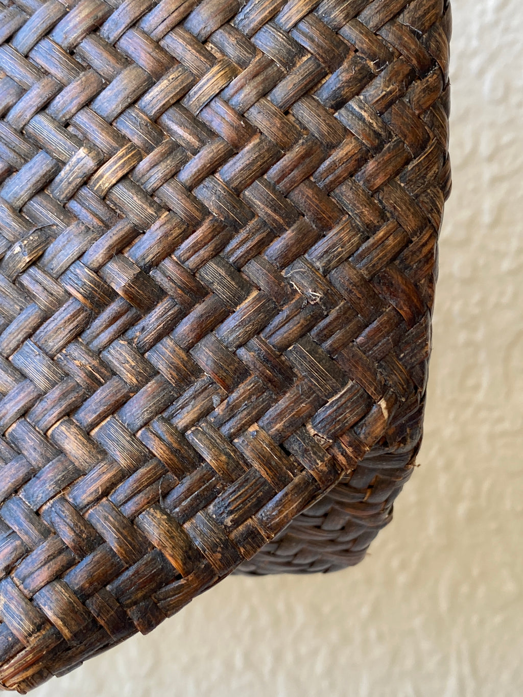 Vintage Handwoven Straw Beach Bag with Beaded Tribal Detail & Shell Accents