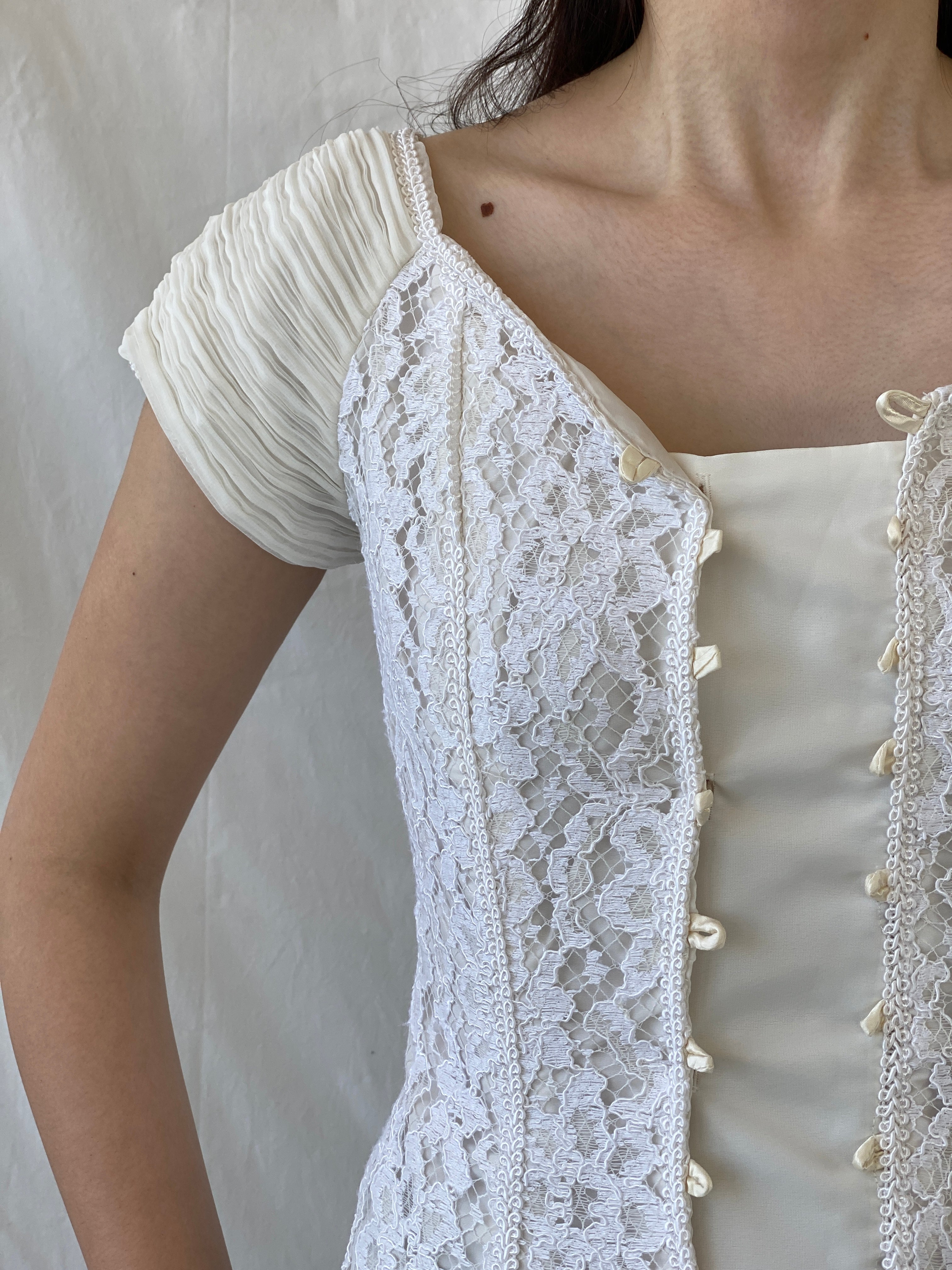 Stunning Vintage 90s Jean Allen London Lace Bustier Victorian Boned Corset Top - S