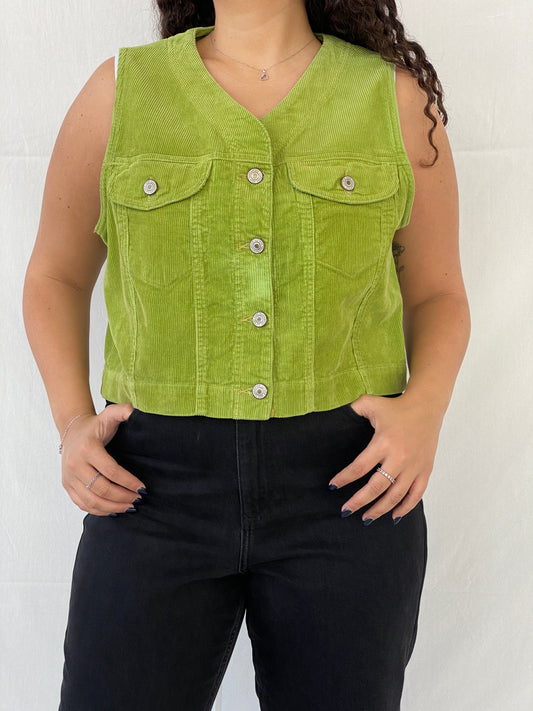 Y2K Hema Green Corduroy Vest - XL