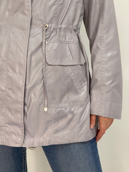 The Outerwear by C&A Metallic Silver Grey Hooded Utility Parka Jacket – L