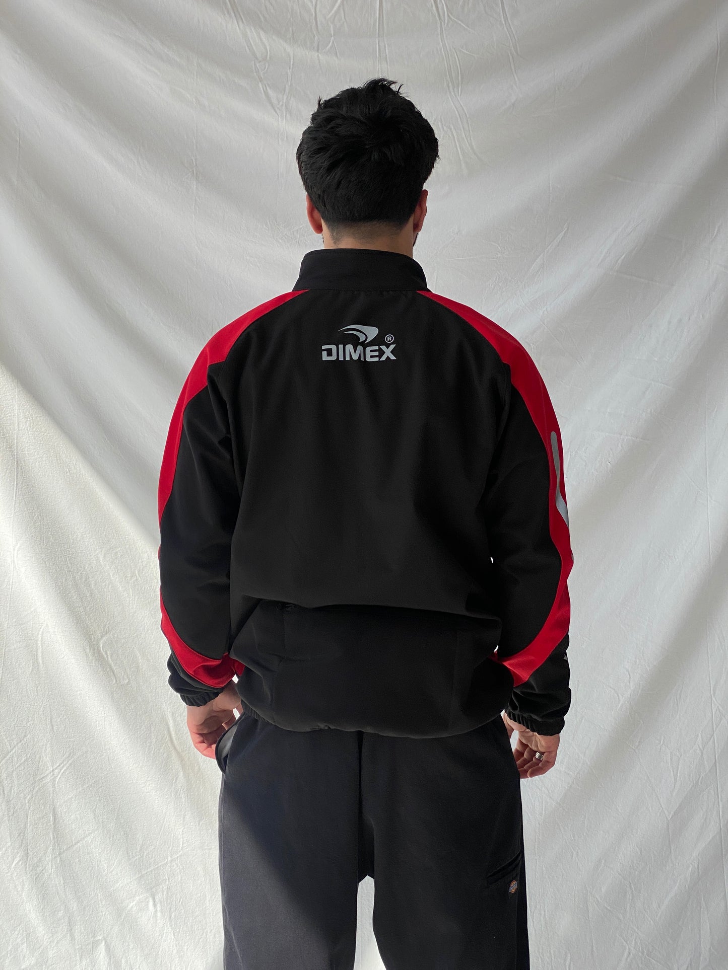 Dimex Colorblock Soft Shell Men’s Zip Up Red Black Cycling Jacket - L