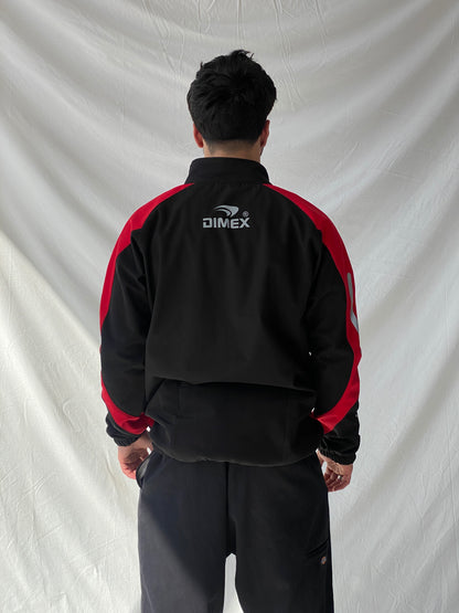 Dimex Colorblock Soft Shell Men’s Zip Up Red Black Cycling Jacket - L