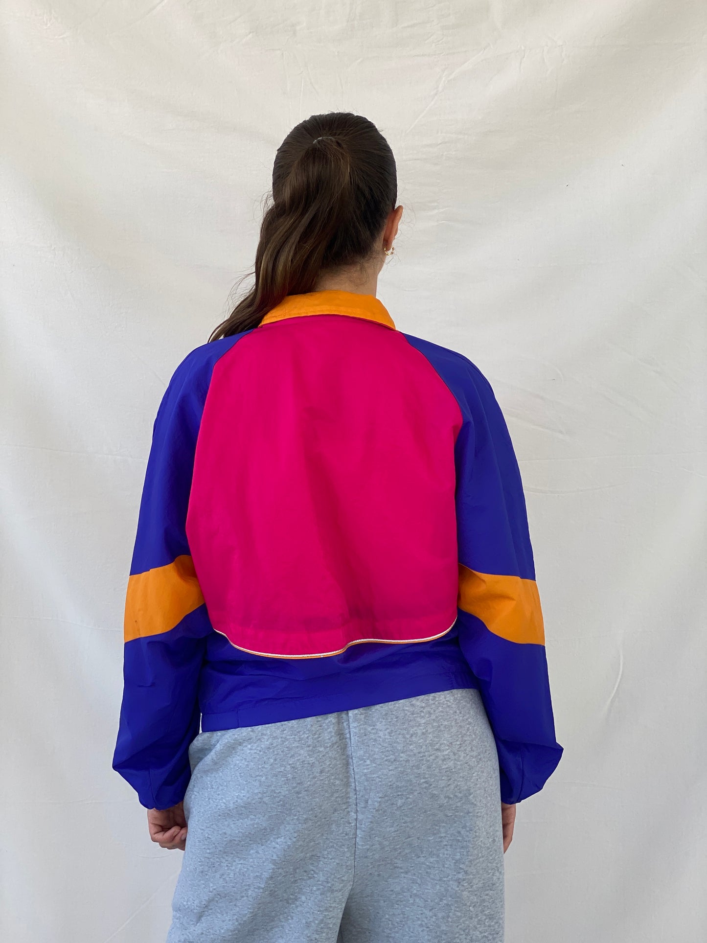 90s Asics Permia Plus Navy & Pink Windbreaker Track Jacket - M