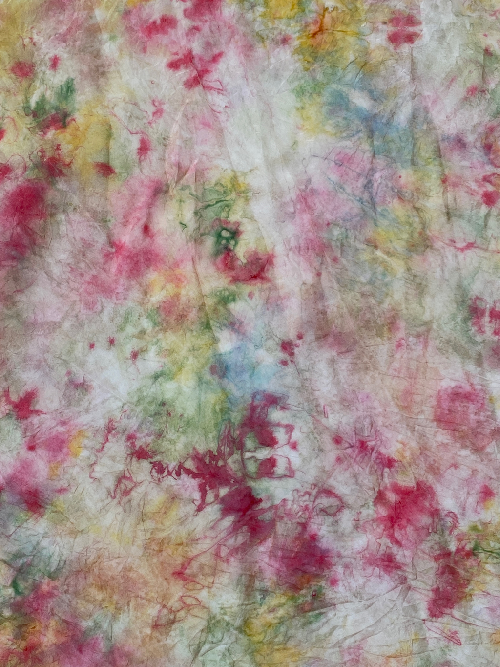 Vintage Happiness 100% Silk Tie-Dye Pink Multicolor Square Scarf