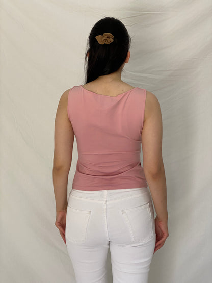 OJAY Blush Pink Asymmetrical Sleeveless Stretch Top – S