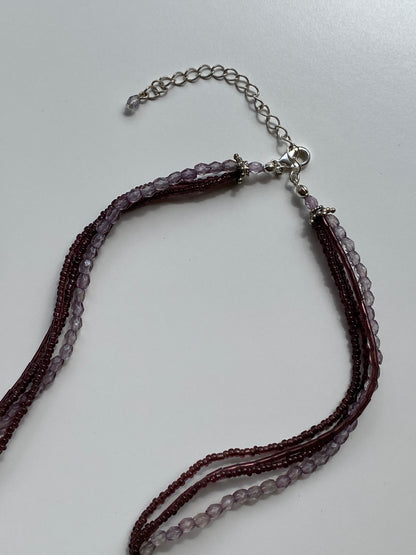 Y2K Purple & Lavender Multi-Strand Seed Bead Whimsical Necklace