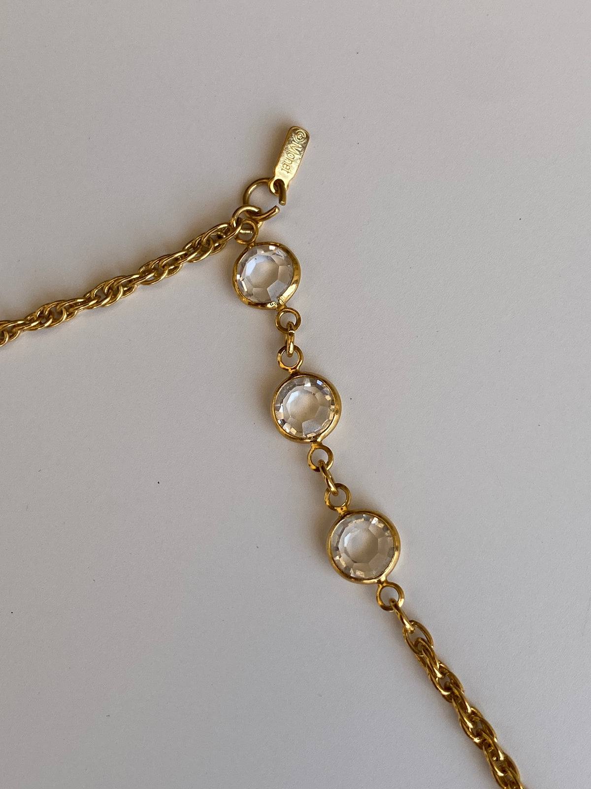 Vintage Monet Gold-Tone Crystal Long Convertible Double Strand Necklace Vintage Monet Gold-Tone Crystal Long Convertible Double Strand Necklace