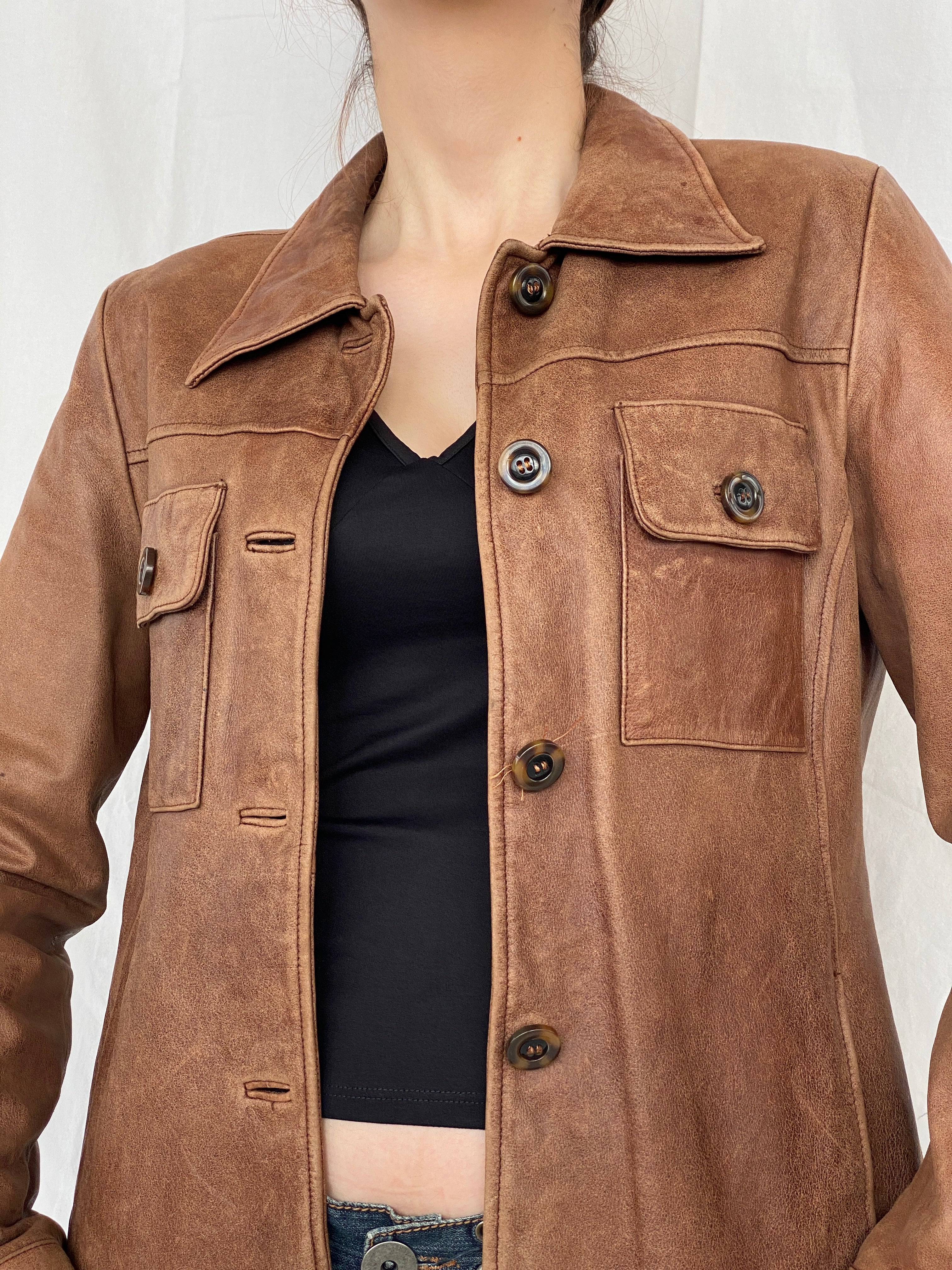 Vintage Club Manaco Classic Brown Leather Jacket - M