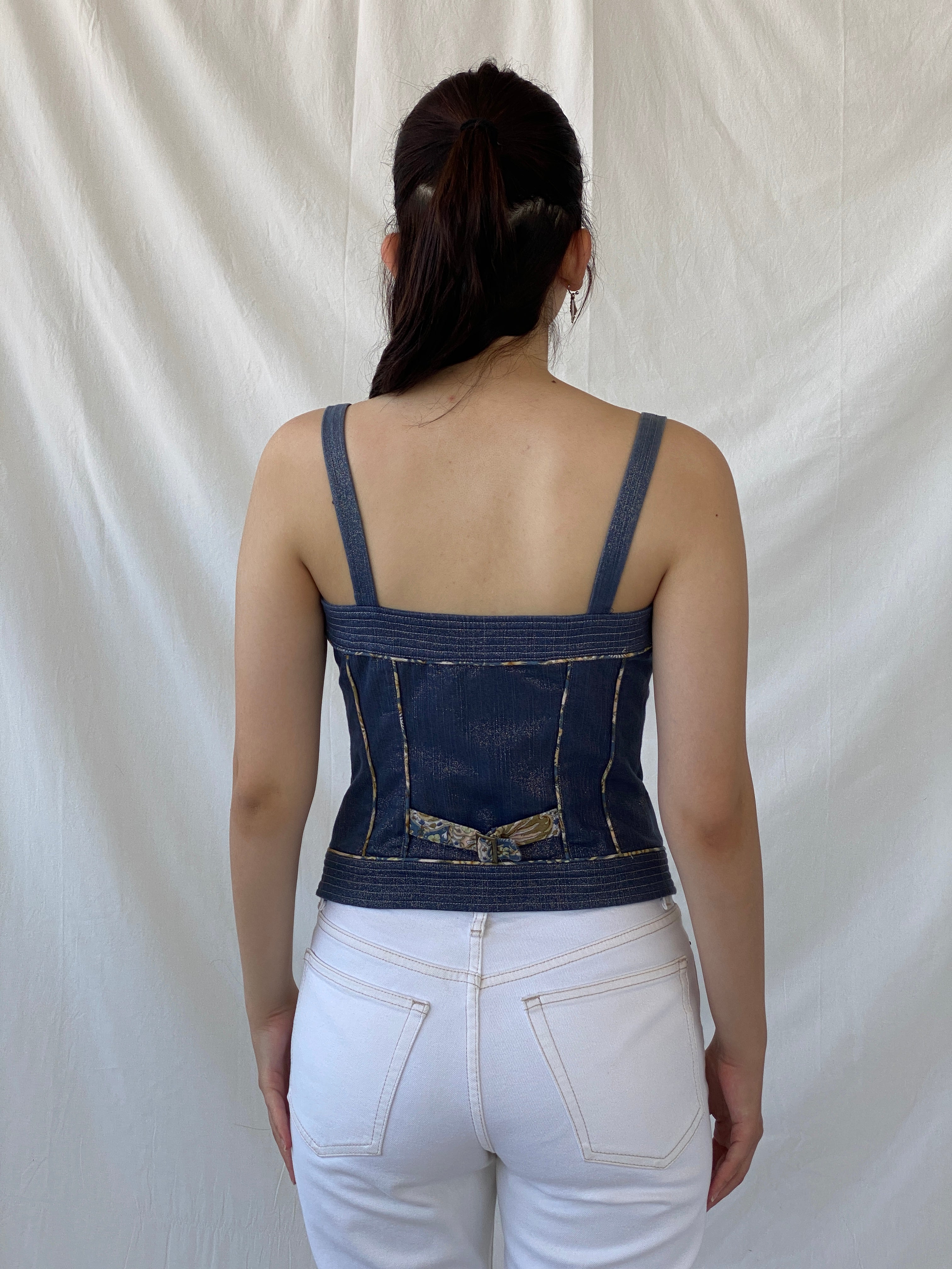 Vintage Y2K Lovie Denim Button Up Corset Top - S