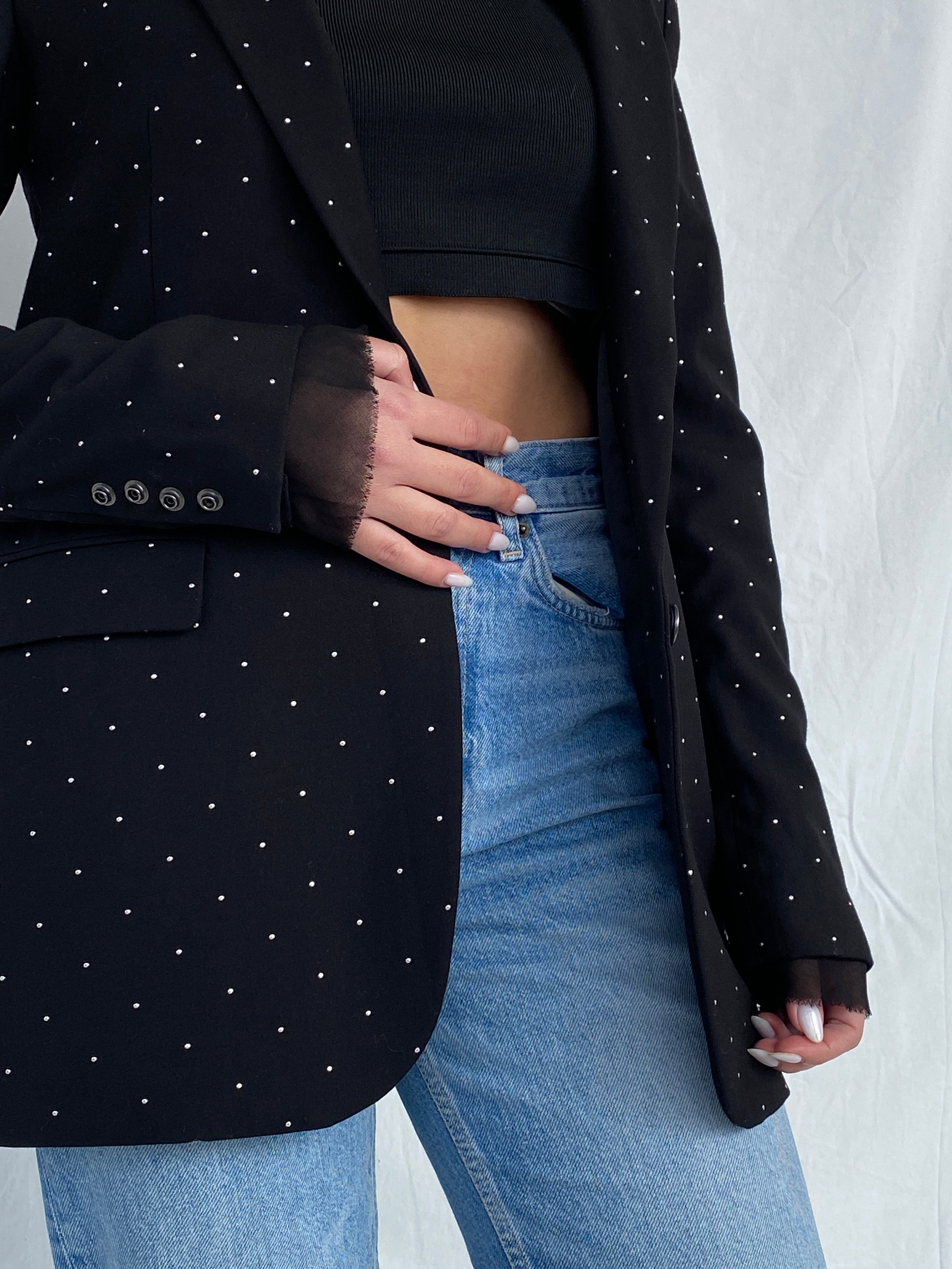 بليزر عمل مريح مزين بنقاط فضية من ديزل للنساء - مقاس XS