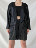 Vintage 90s GENG Sequin Party Long Women’s Blazer with Satin Trim - XL