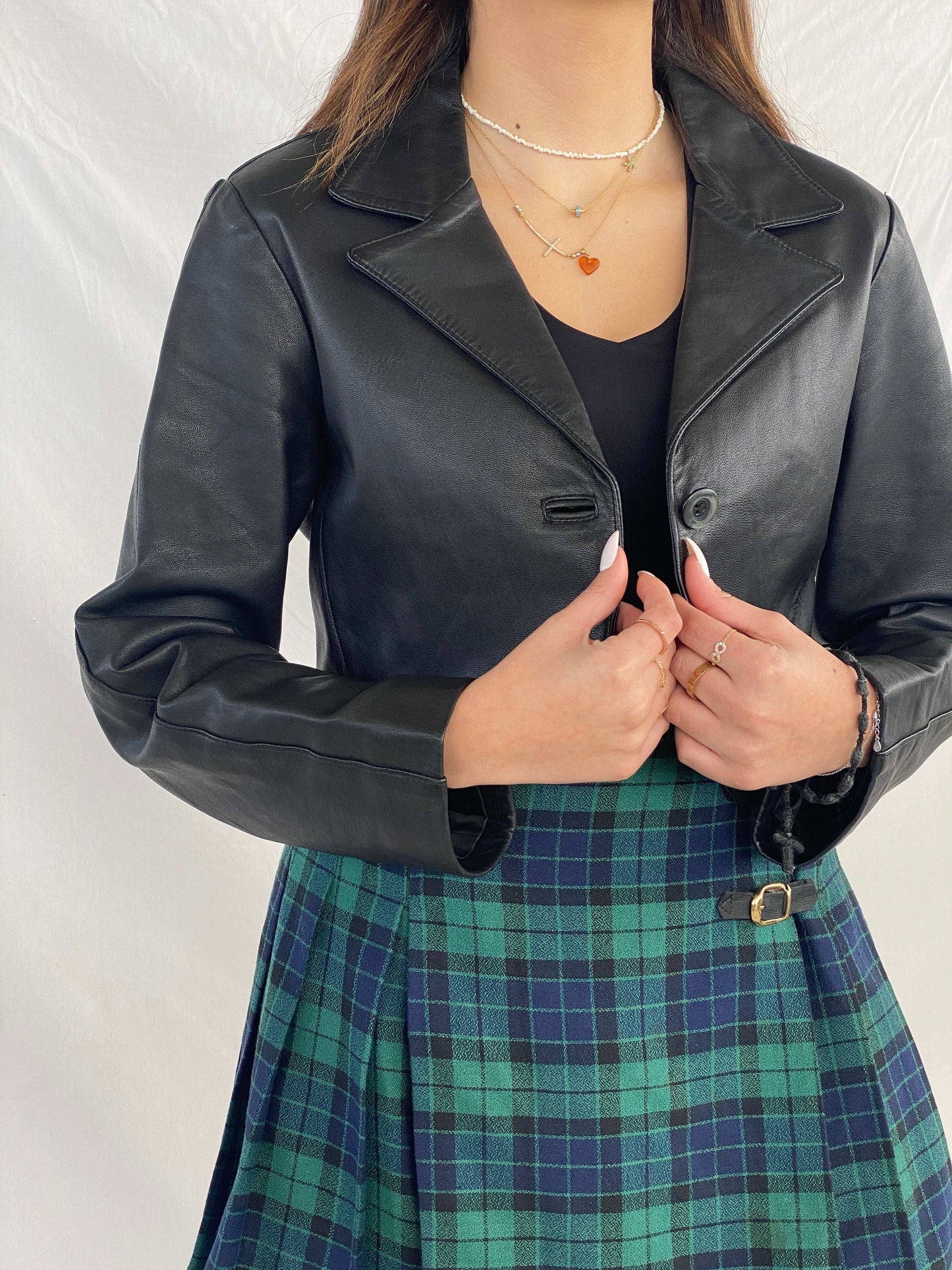 Vintage Leather Trend Cropped Genuine Leather Blazer - Balagan Vintage Leather Blazer 90s, genuine leather, Juana, leather blazer, NEW IN