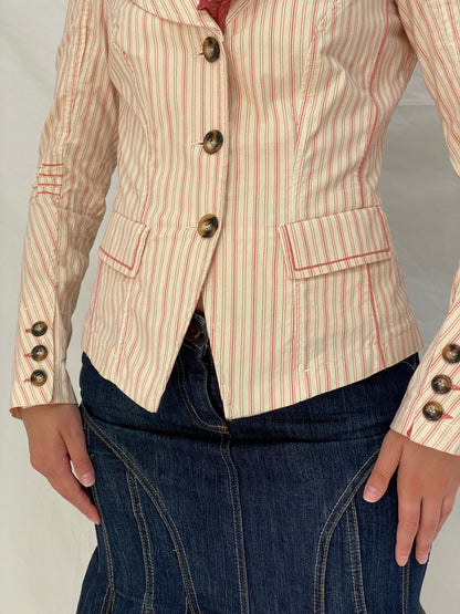 Vintage Tarmanuda by Grazia Pi Pink Striped Tailored Blazer – S