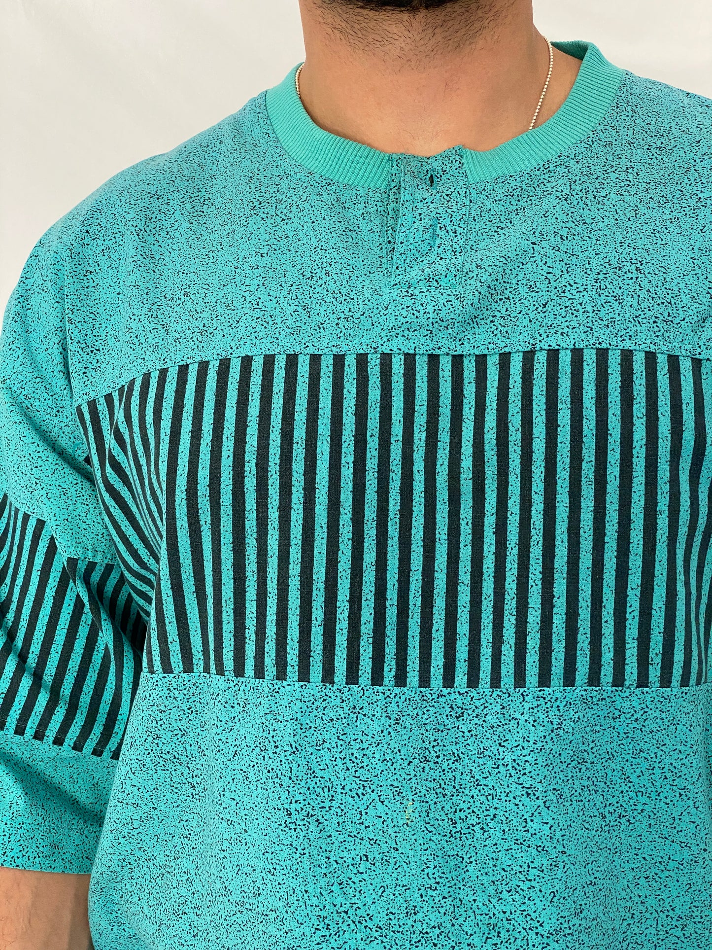 Vintage 90s Avenues by Street Scenes Teal Colorblock Knit Sport Top - L