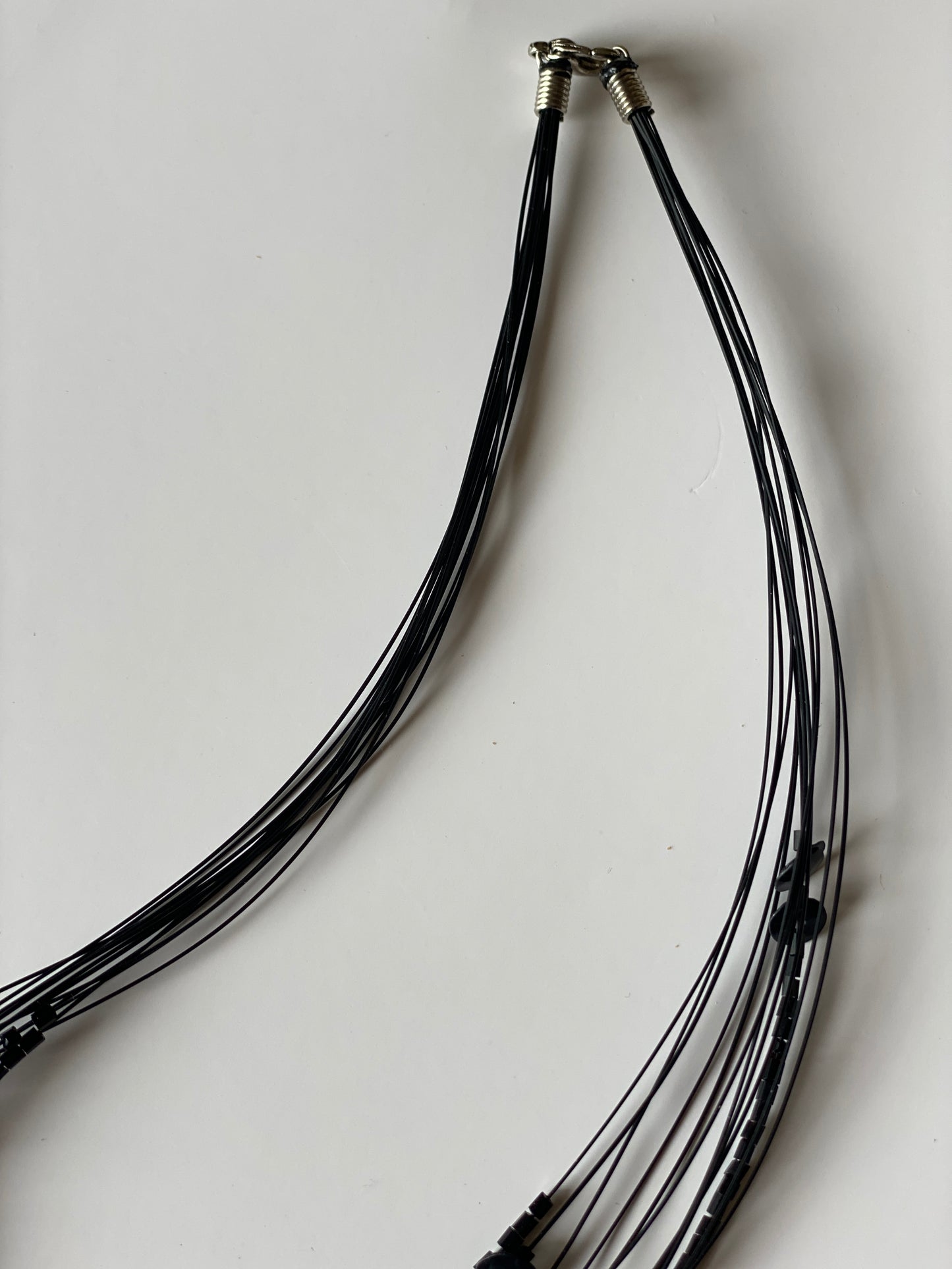 Vintage 1990s Black Multi-Strand Beaded Sequin Choker Necklace