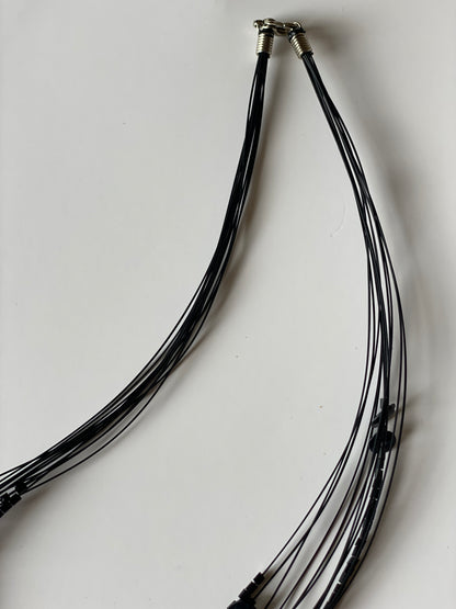 Vintage 1990s Black Multi-Strand Beaded Sequin Choker Necklace