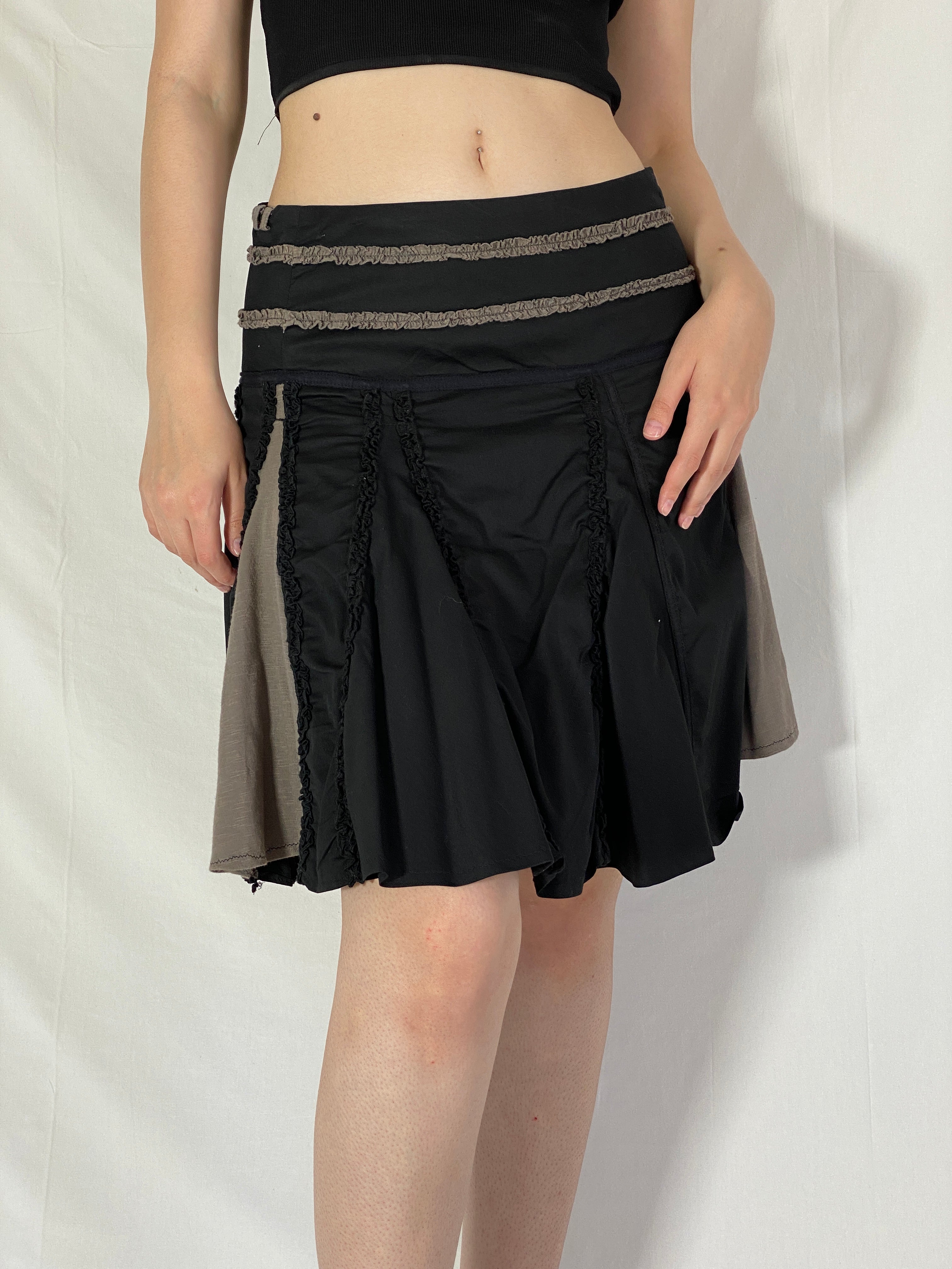 Vintage Solola Black & Taupe Patchwork Skirt - M