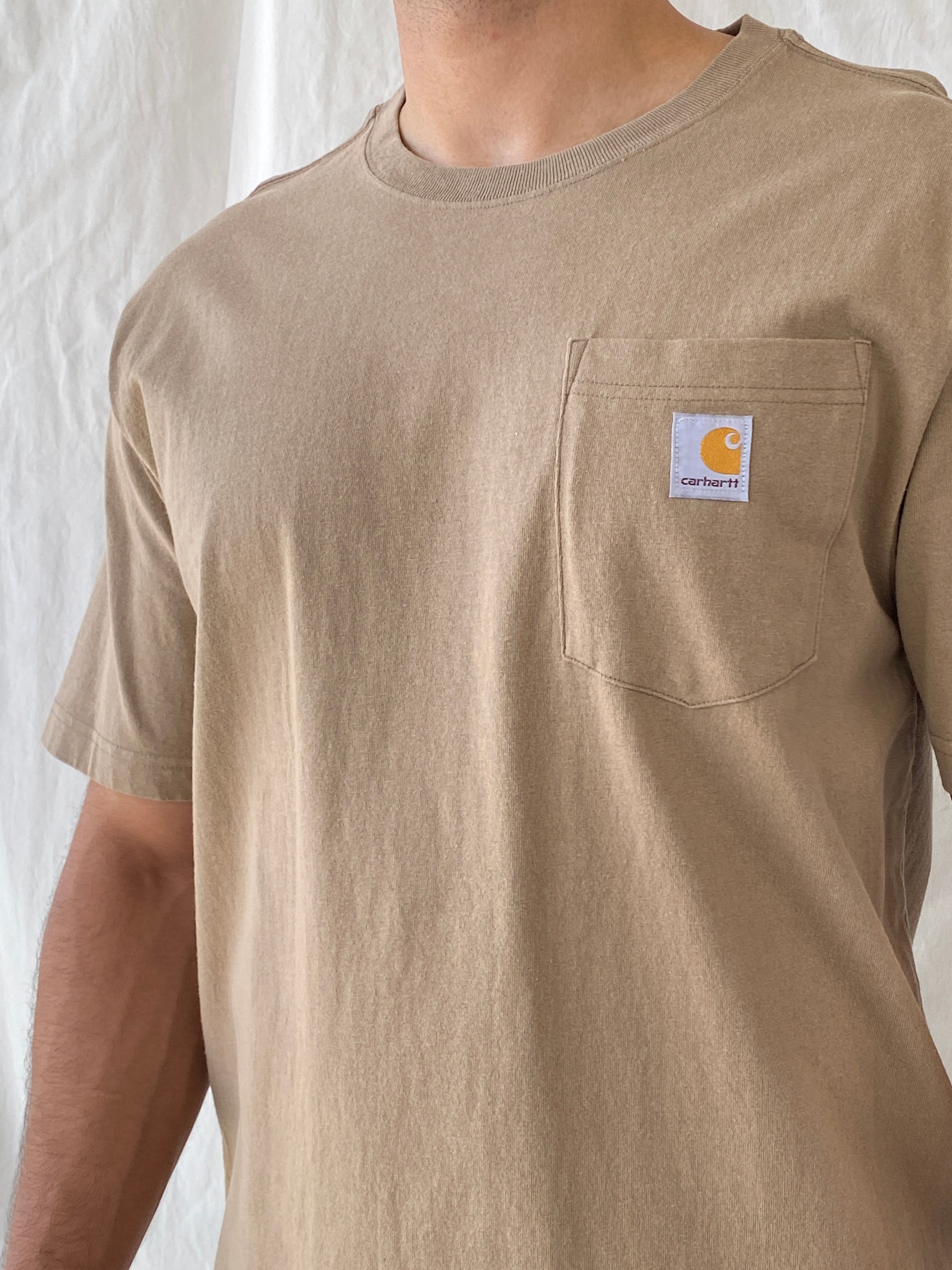Carhartt WIP Pocket Men’s Loose Fit Beige Cotton T-shirt - M