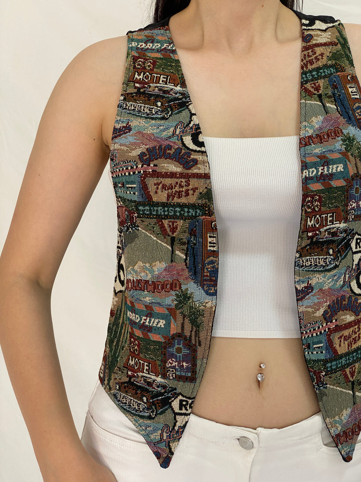 Vintage 90s Sani Designs Original Route 66 Tapestry Scenic Vest – S Vintage 90s Sani Designs Original Route 66 Tapestry Scenic Vest – S
