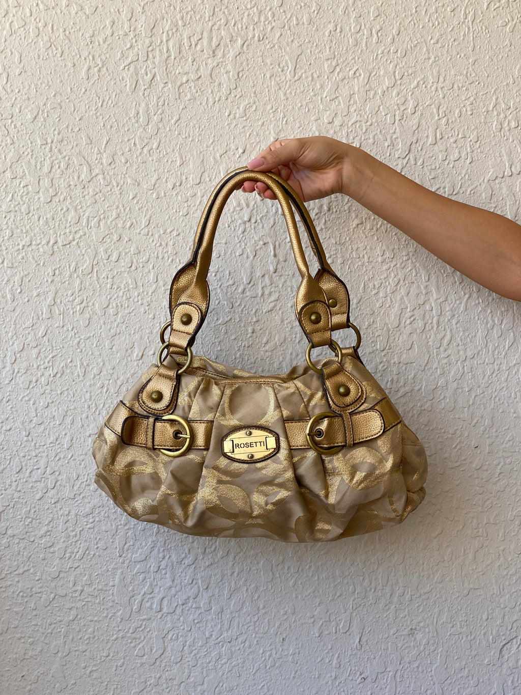 Vintage Y2K 00s Rosetti Gold Hobo Shoulder Bag