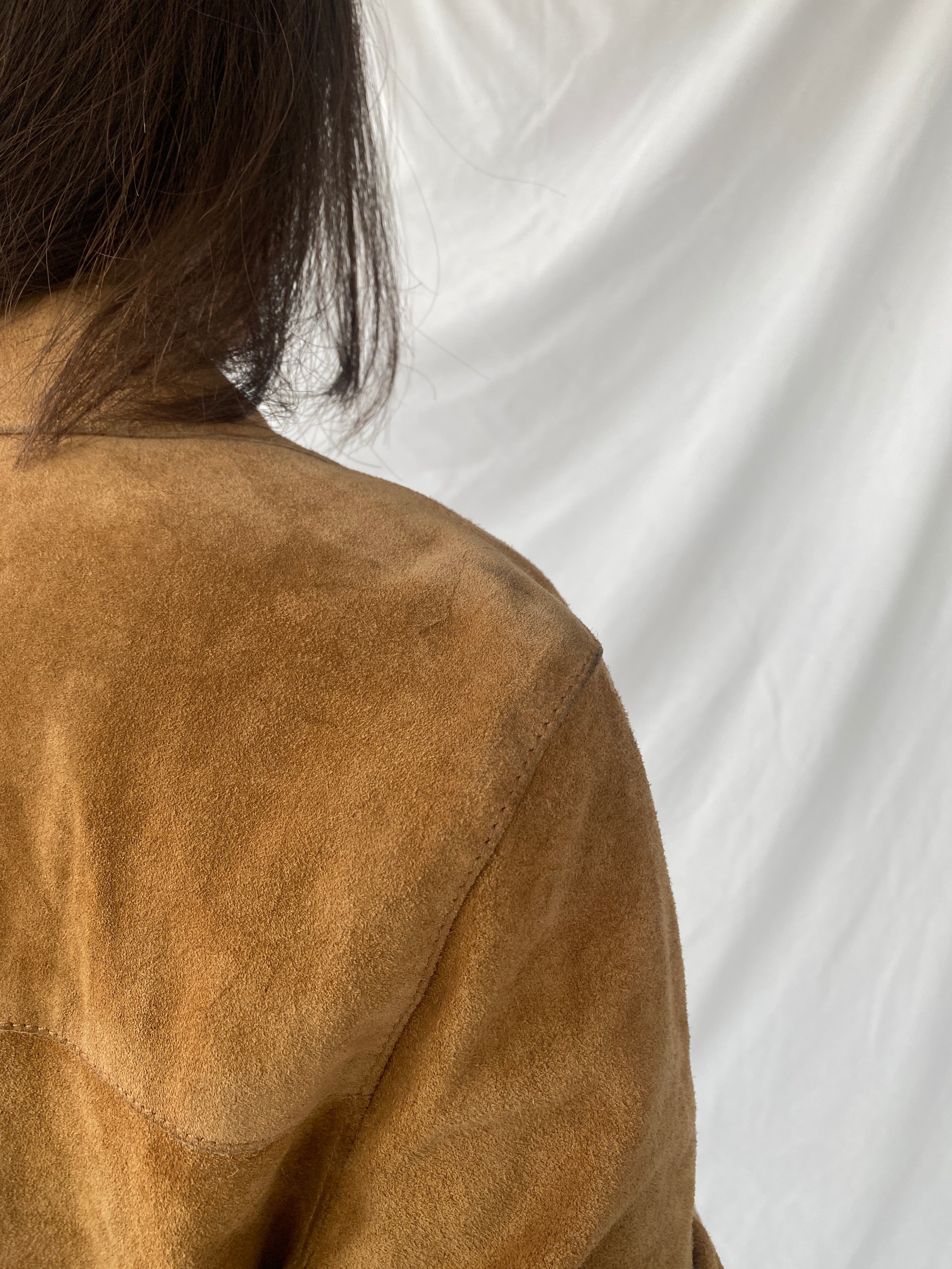 Vintage BELFE & BELFE Tan Genuine Suede Leather Buttoned Jacket - L