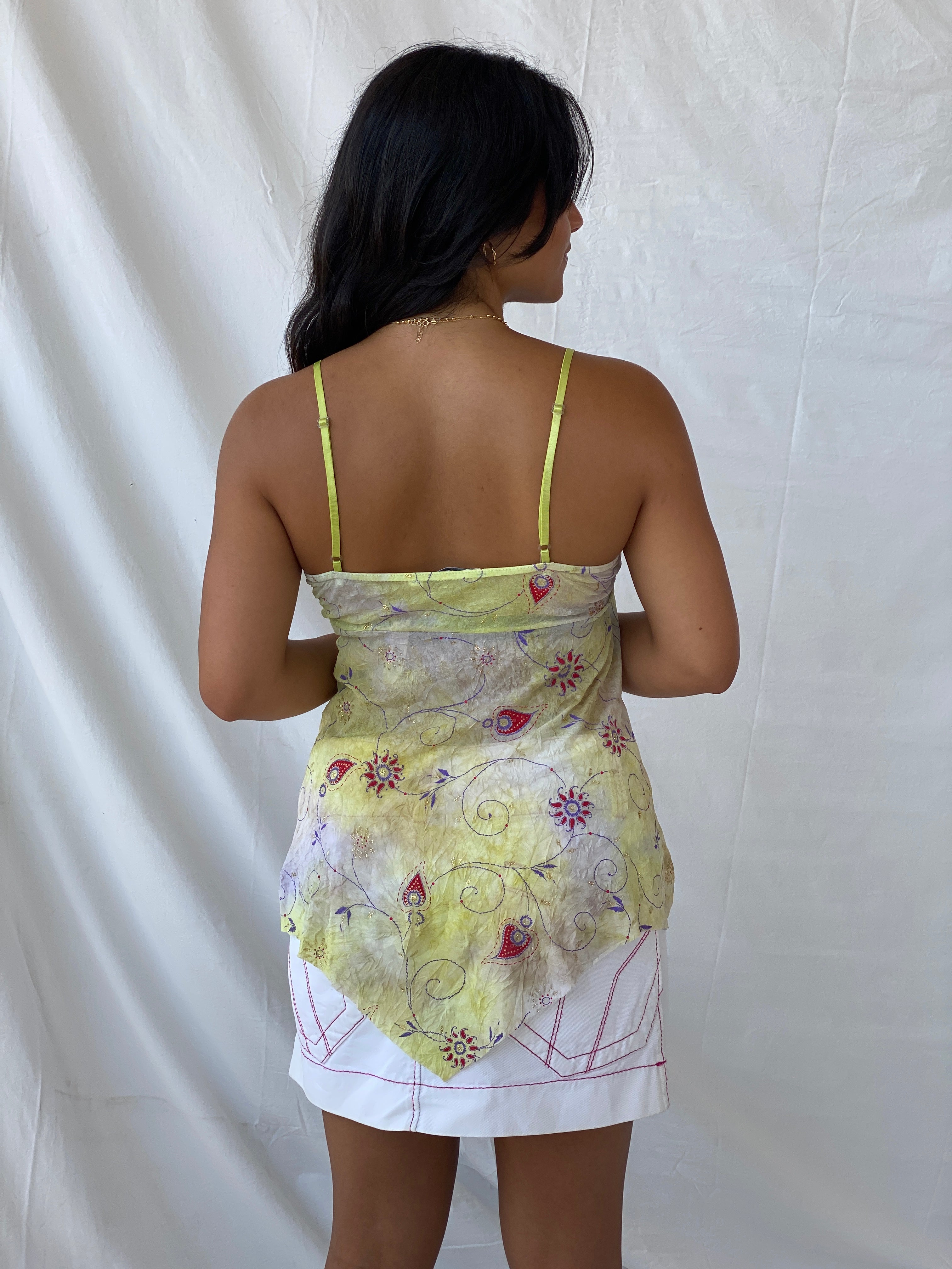 Vintage Y2K Auto Grill Fairy Core Yellow Cami Mesh Top - M