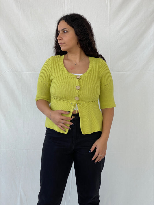 Vintage Cache Cache Green Knitted Cardigan - L