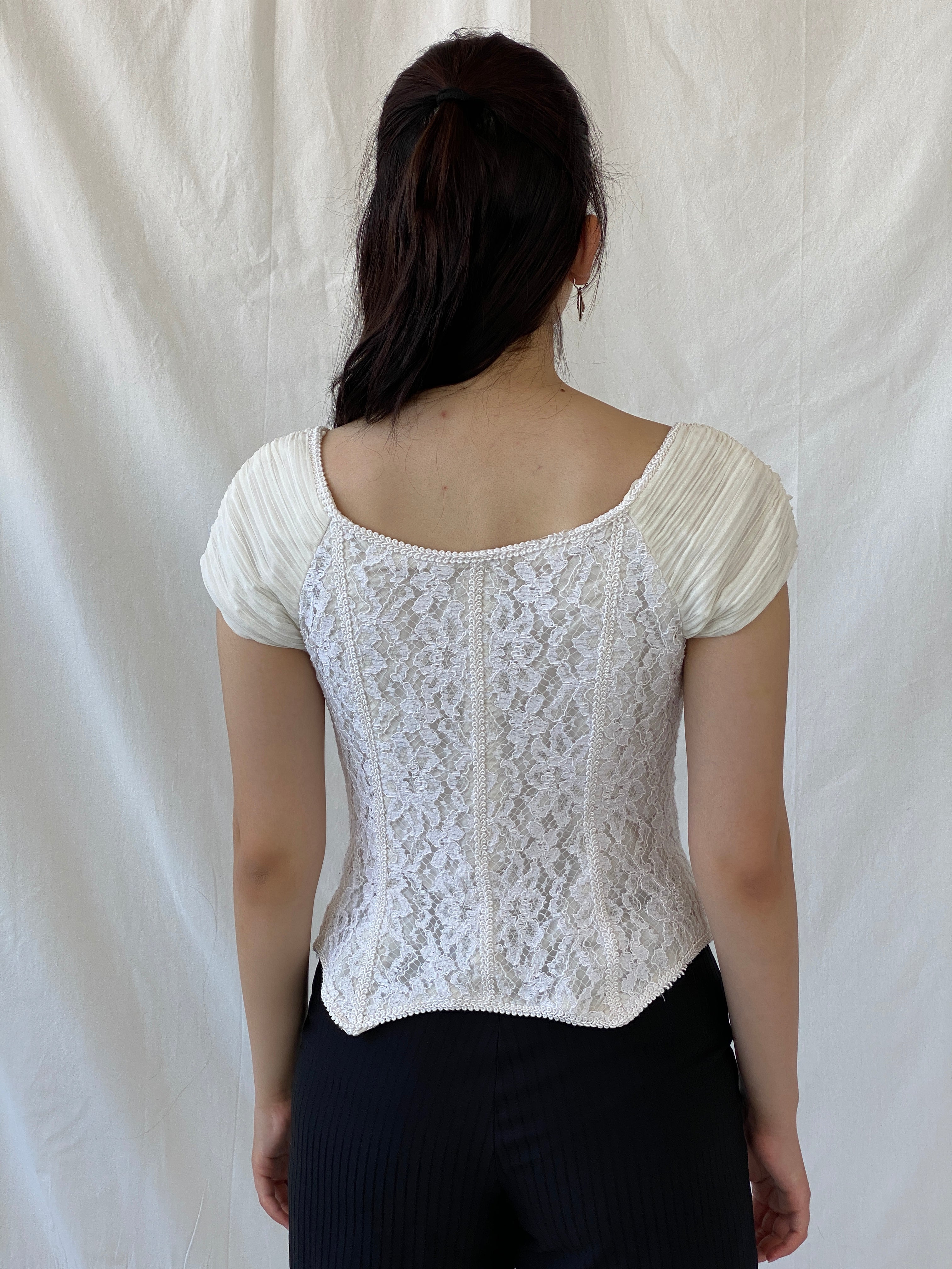 Stunning Vintage 90s Jean Allen London Lace Bustier Victorian Boned Corset Top - S