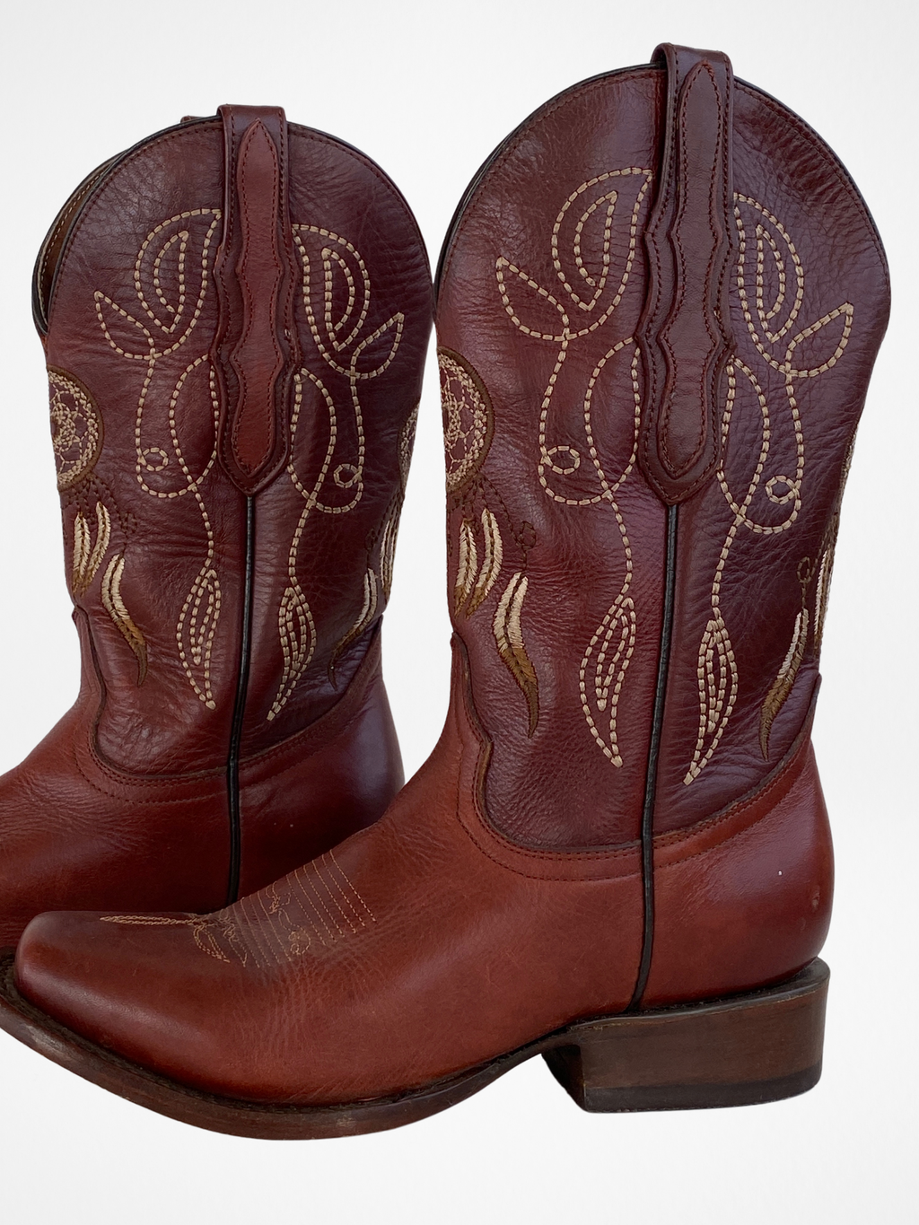 El General Western Embroidered Brown Nubuck Leather Women’s Rodeo Classics Cowboy Boots