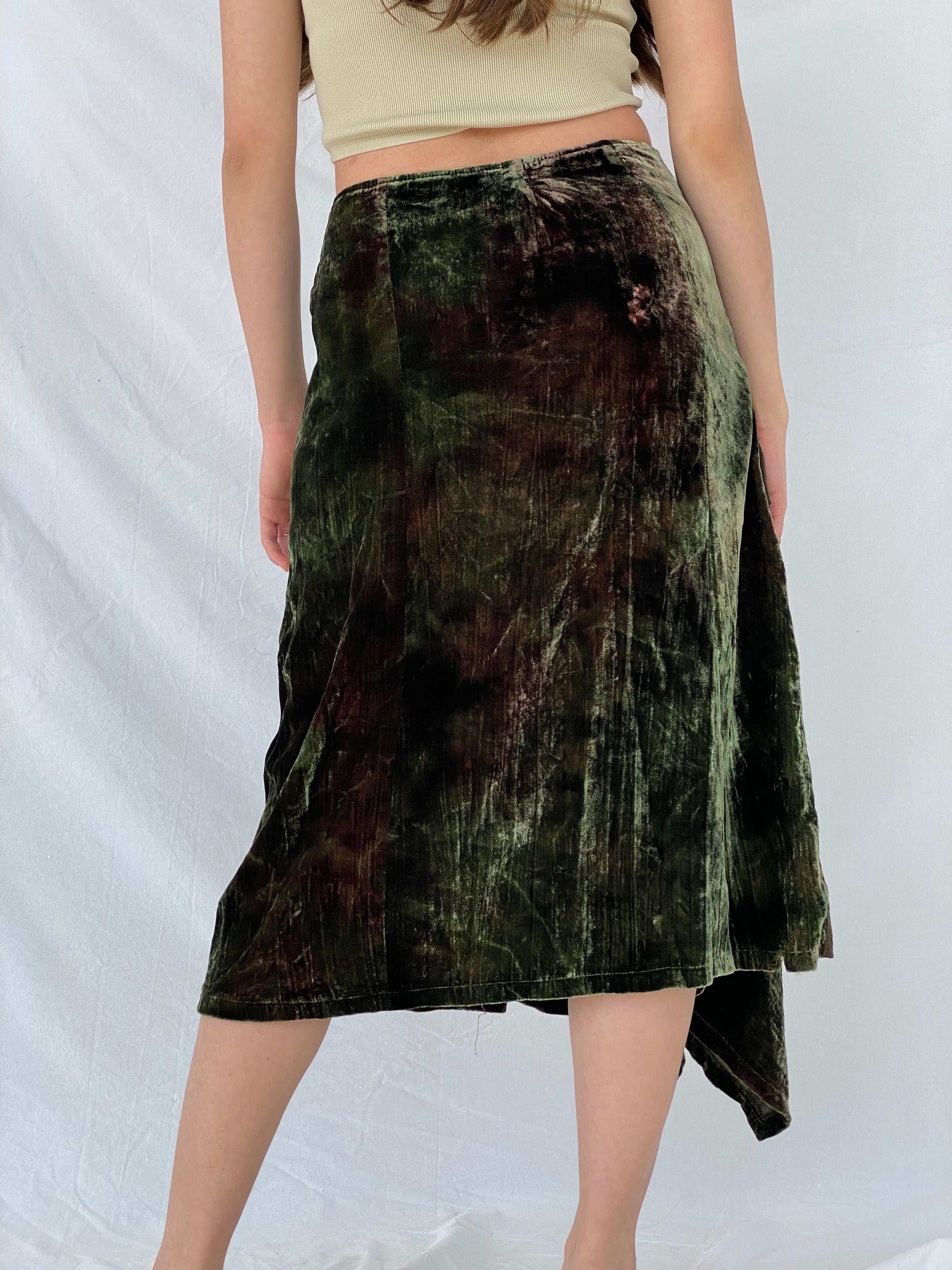 Vintage 90s TUZZI Velvet Asymmetrical Midi Skirt - Size M - Balagan Vintage 90s, midi skirt, Mira, NEW IN, velvet